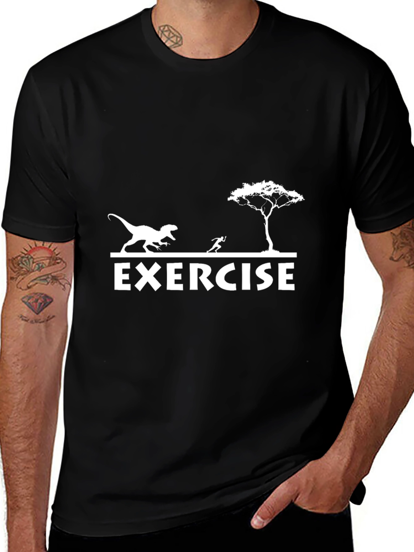Exercise Dinosaur Chase Funny T-Shirt