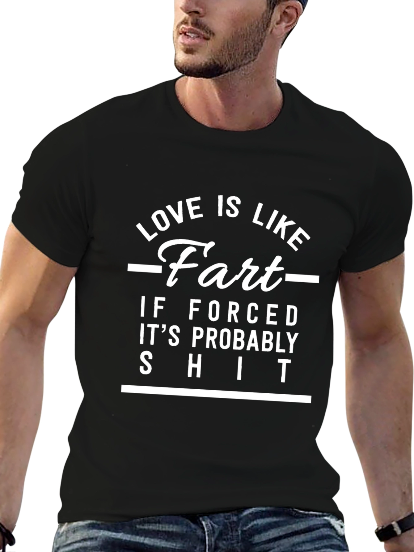 Funny Love Fart Graphic Tee - Black T-Shirt