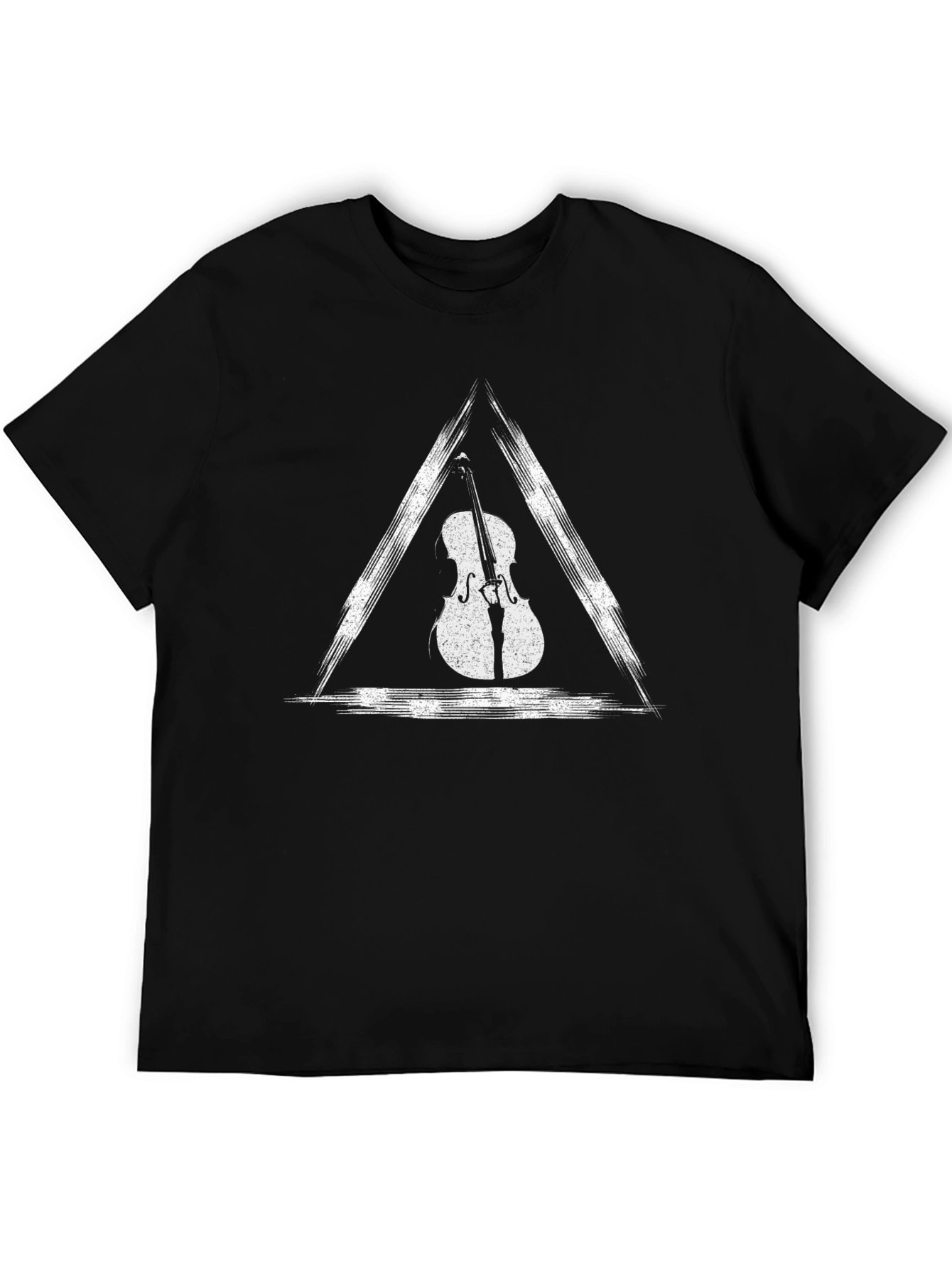 Triangle Violin Graphic Tee - Black Cotton T-Shirt
