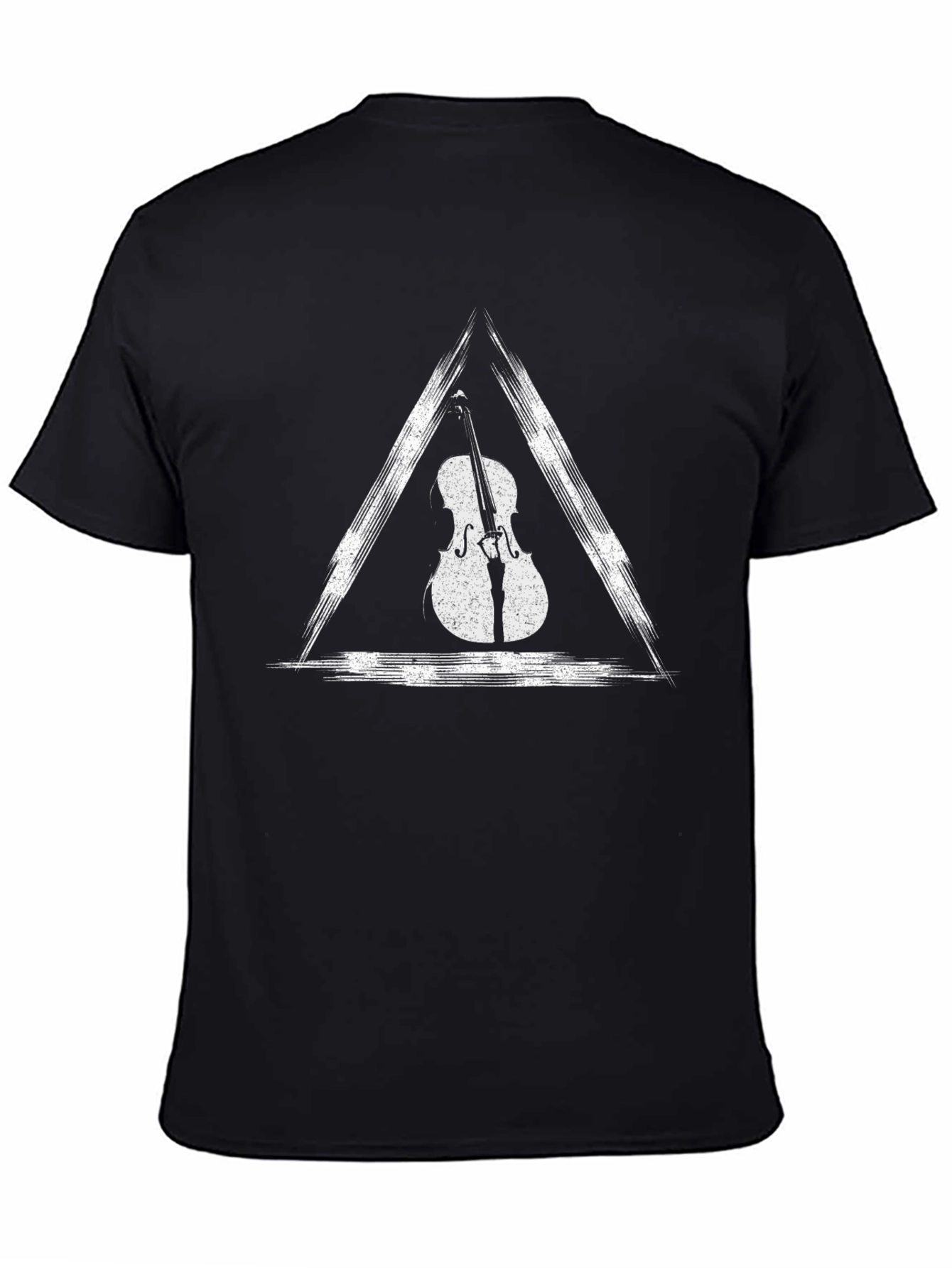Triangle Violin Graphic Tee - Black Cotton T-Shirt