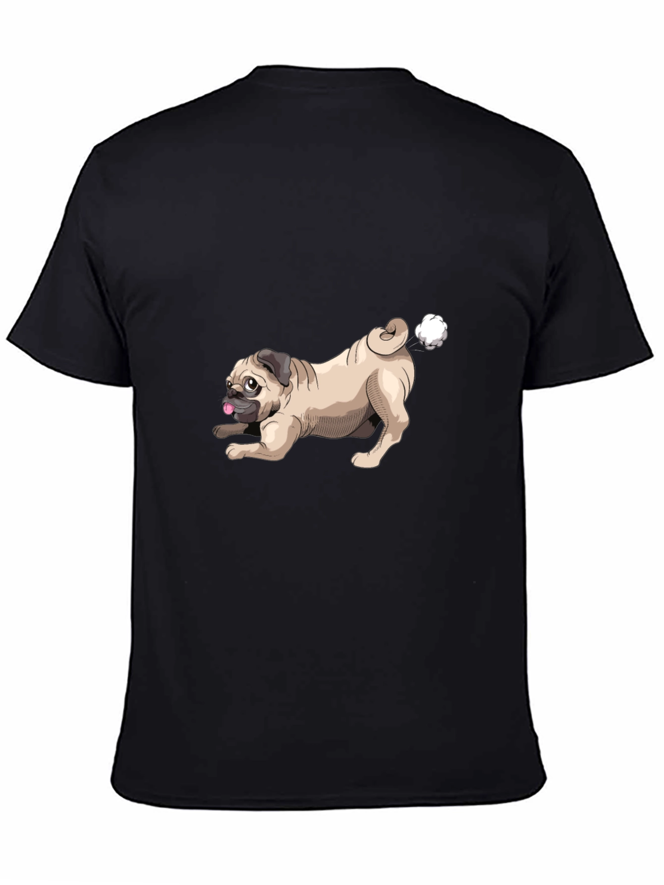 Funny Pug Farting Mens Black T-Shirt