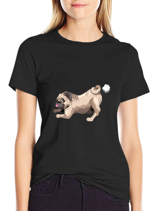 Funny Pug Farting Mens Black T-Shirt