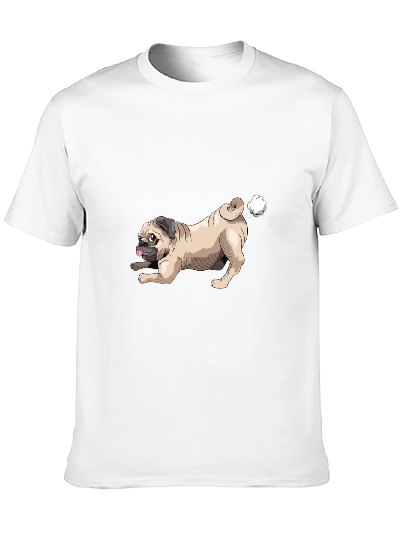 Funny Pug Farting Mens Black T-Shirt