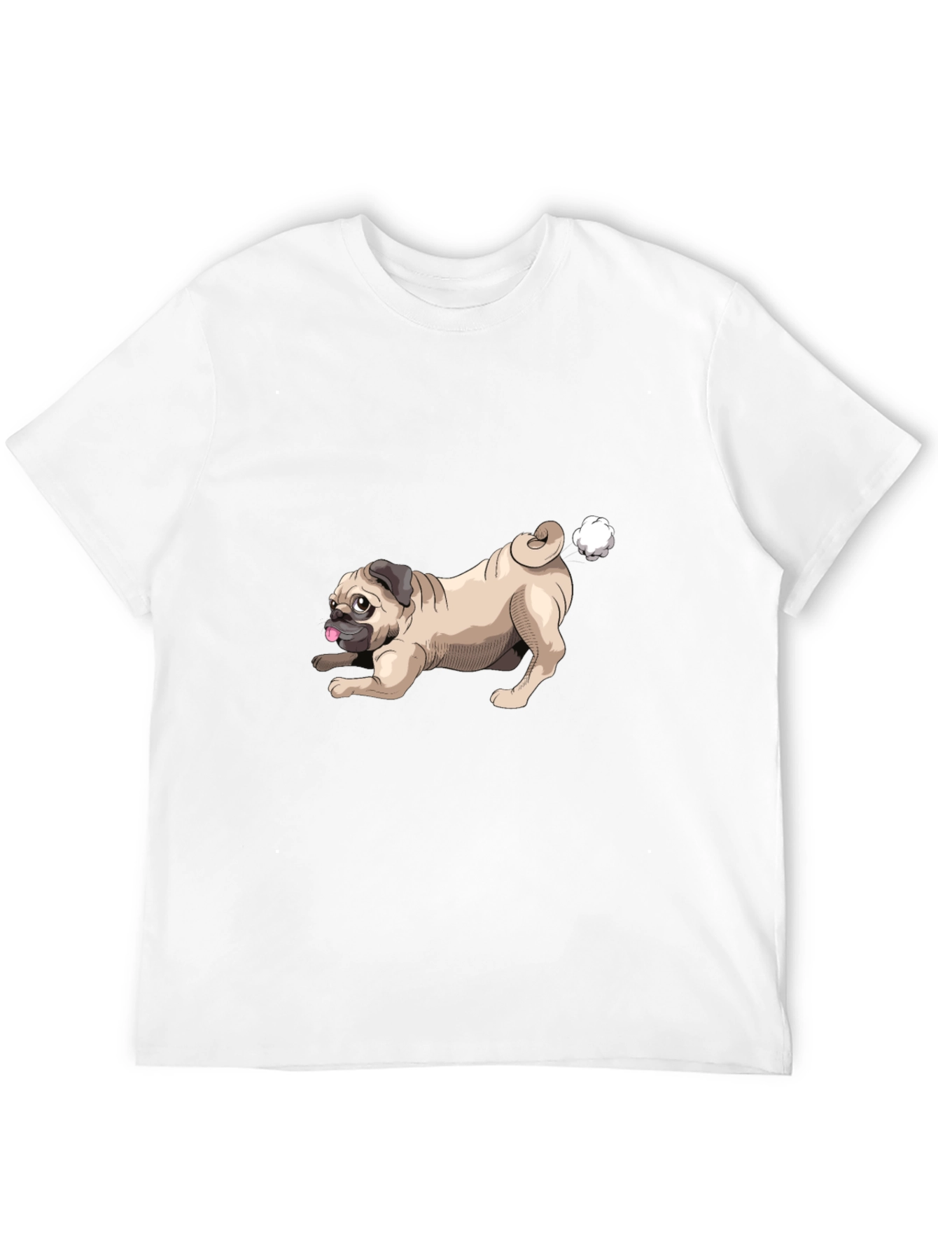 Funny Pug Farting Mens Black T-Shirt