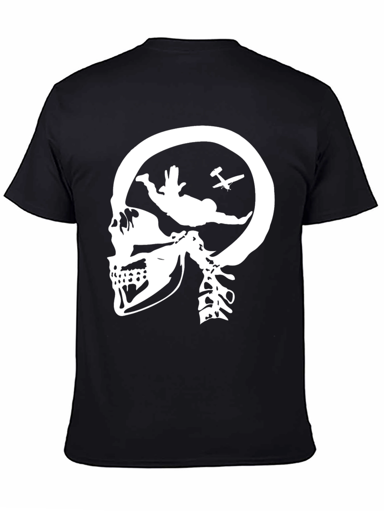 Skull Skydiving T-Shirt - Black Graphic Tee