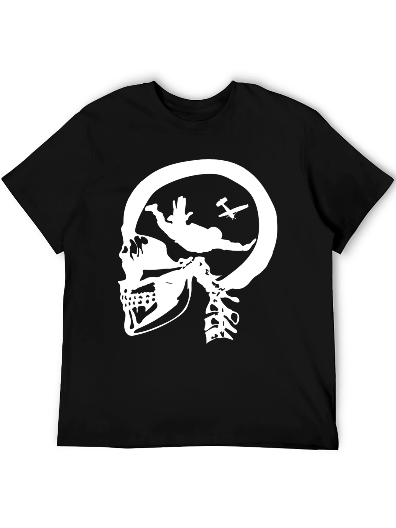 Skull Skydiving T-Shirt - Black Graphic Tee