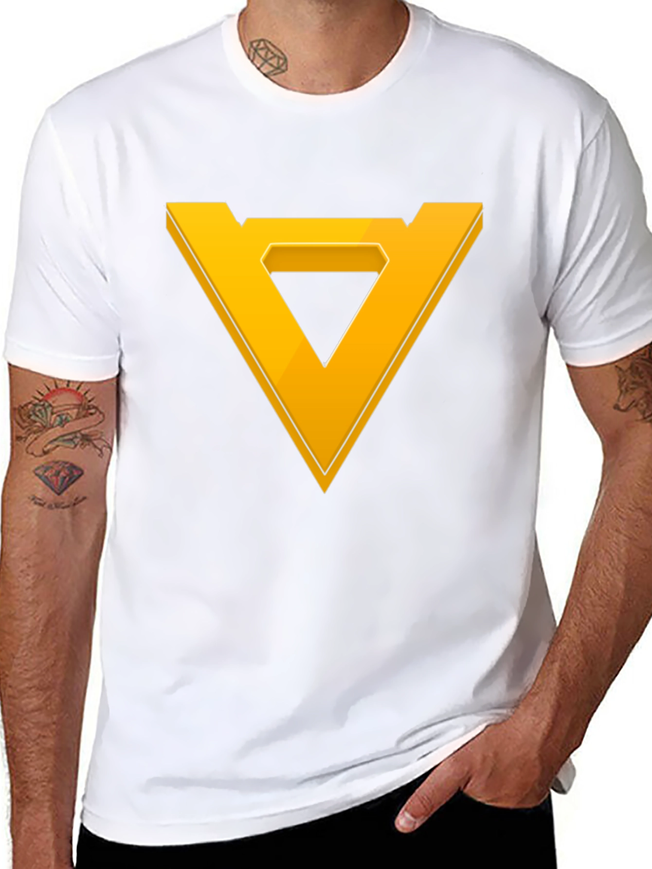Geometric Triangle Graphic Tee - Modern Style