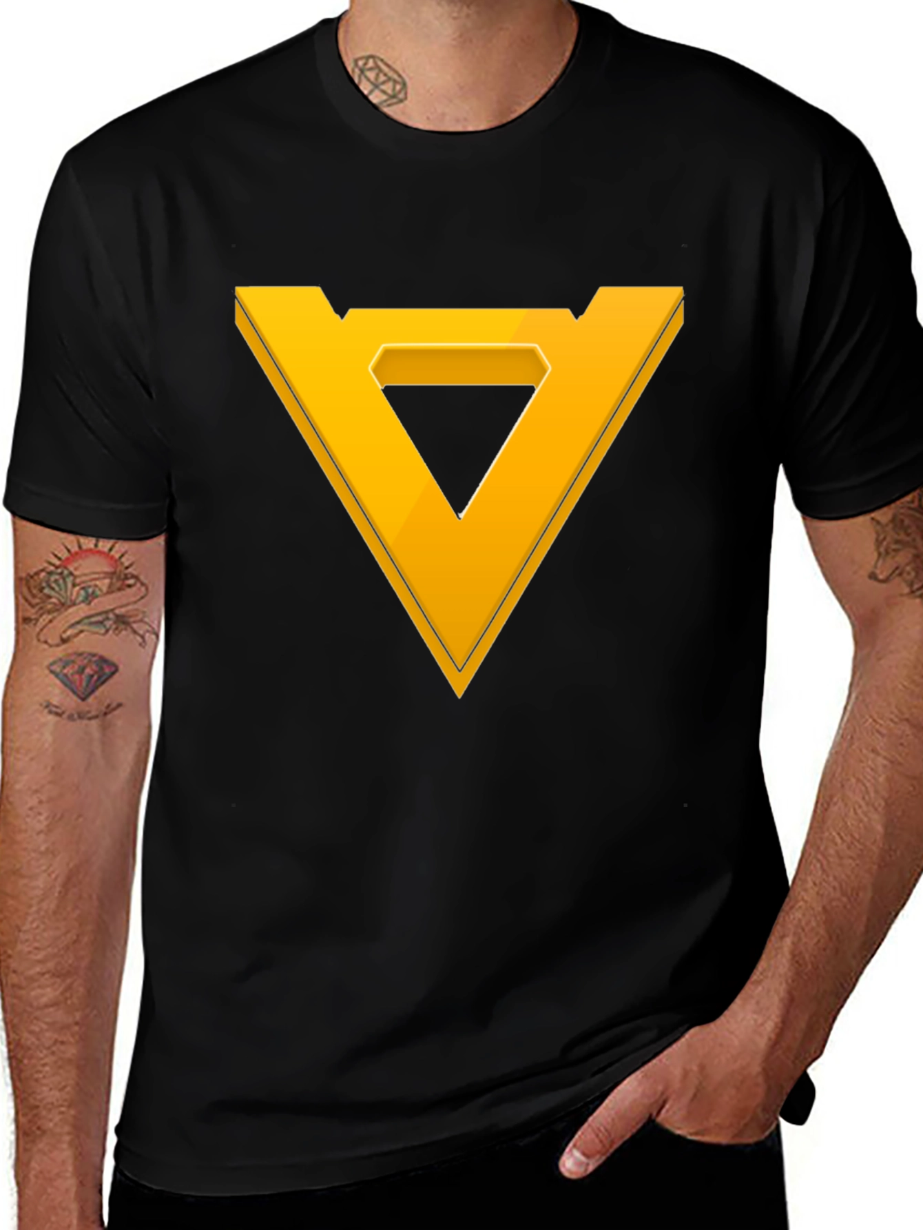 Geometric Triangle Graphic Tee - Modern Style
