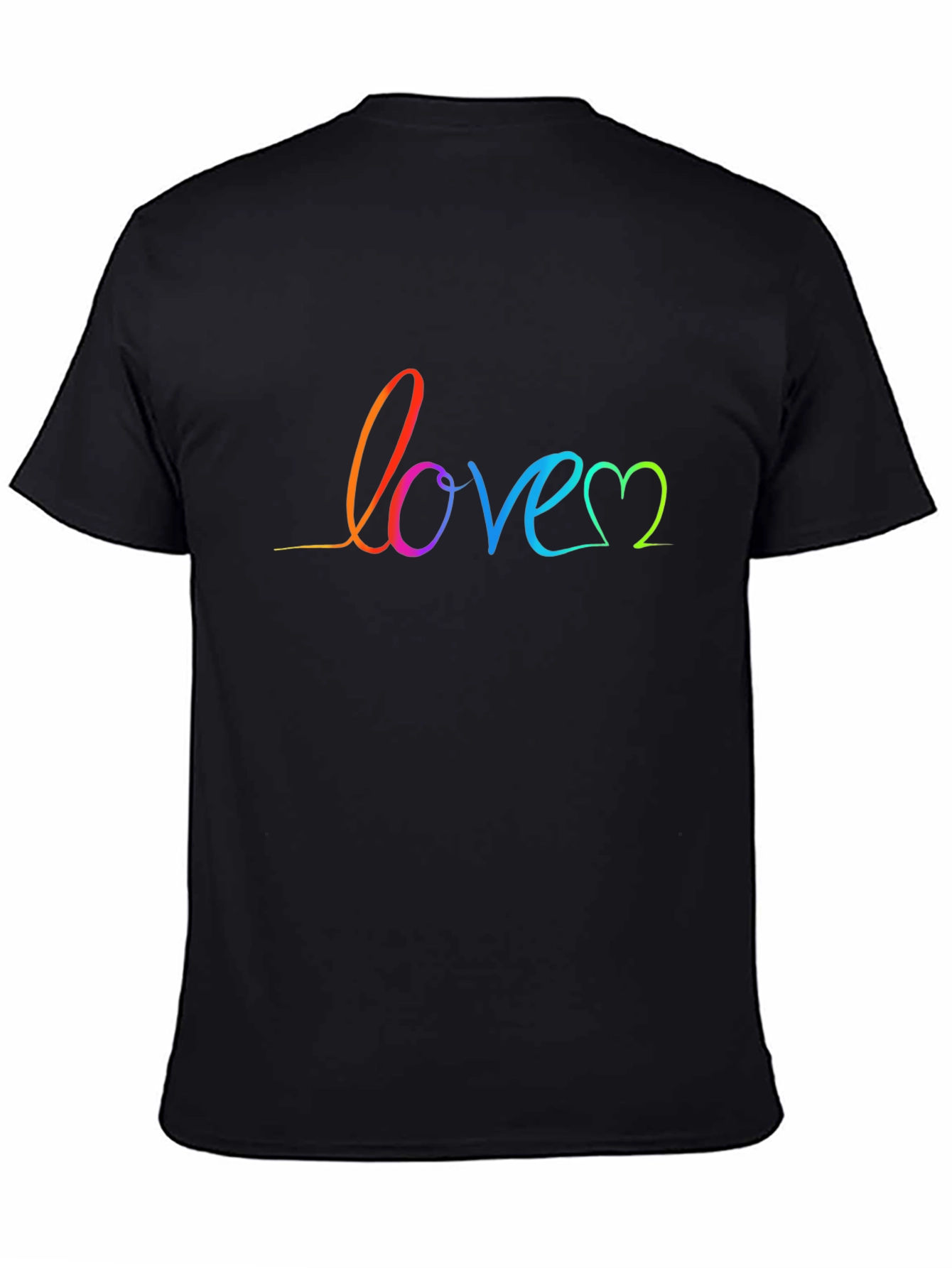 Rainbow Love Script Black T-Shirt