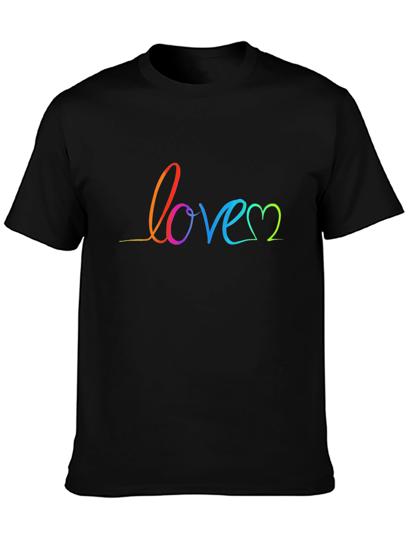 Rainbow Love Script Black T-Shirt