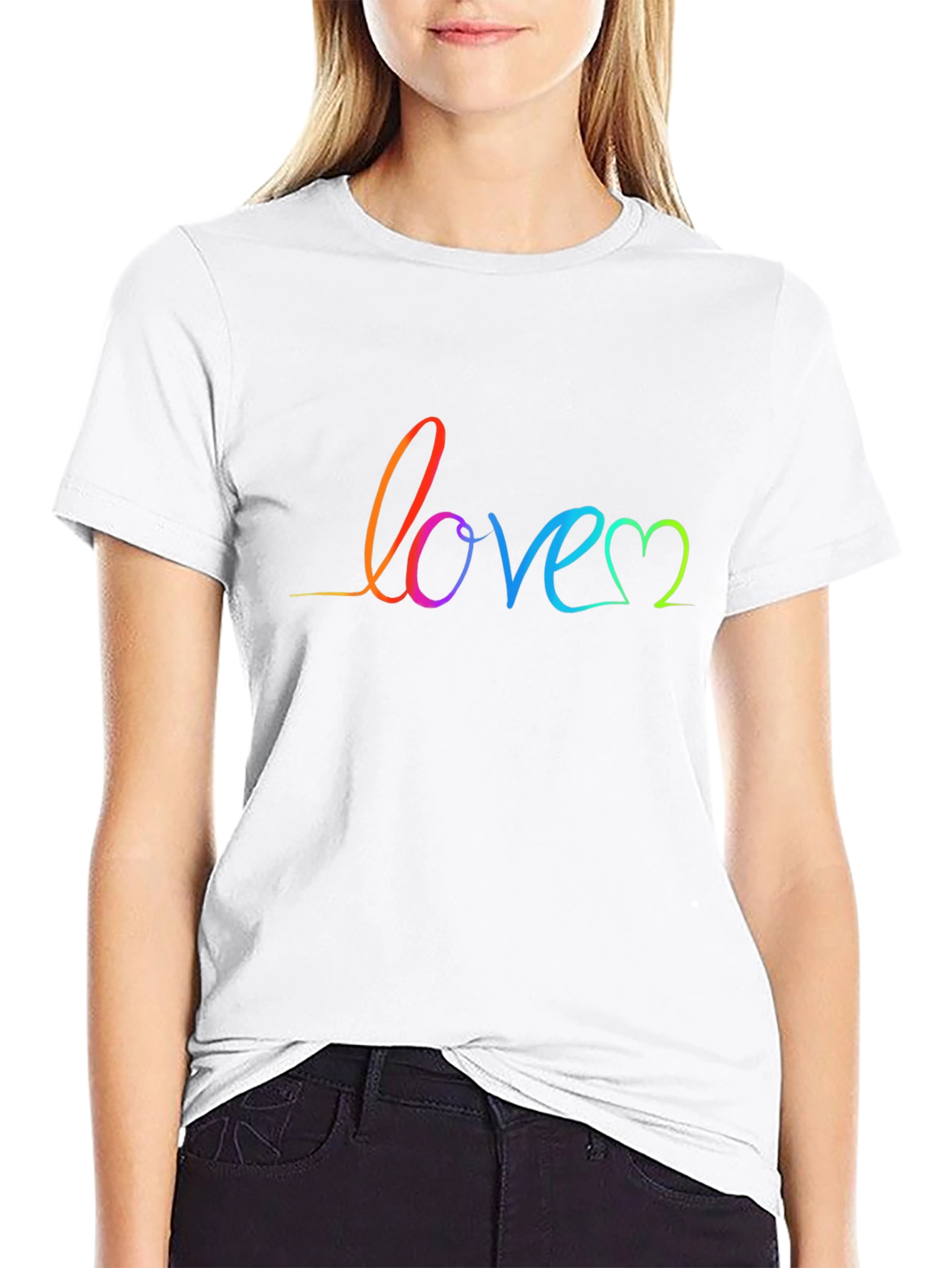 Rainbow Love Script Black T-Shirt