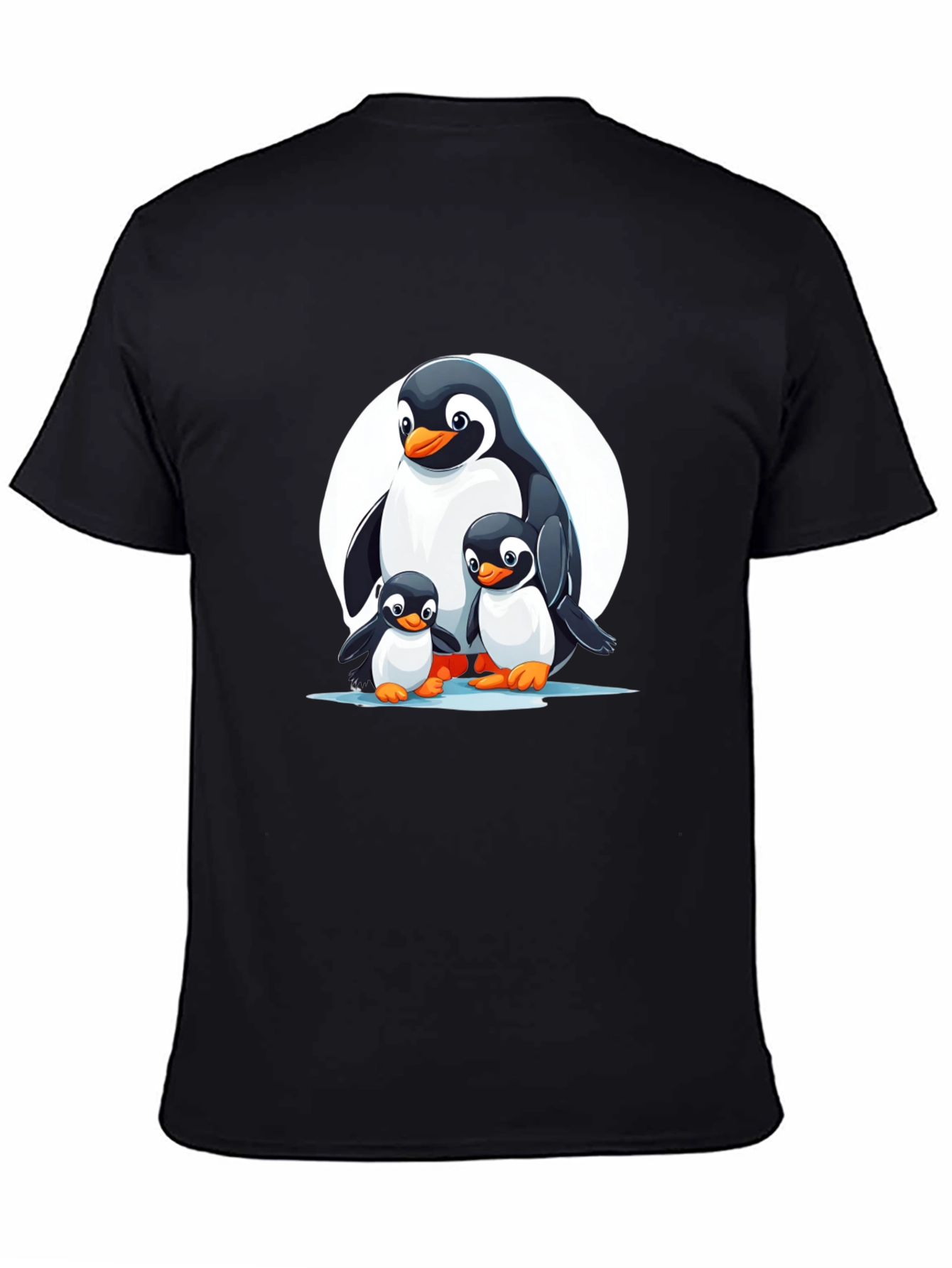 Penguin Family Graphic T-Shirt - Black