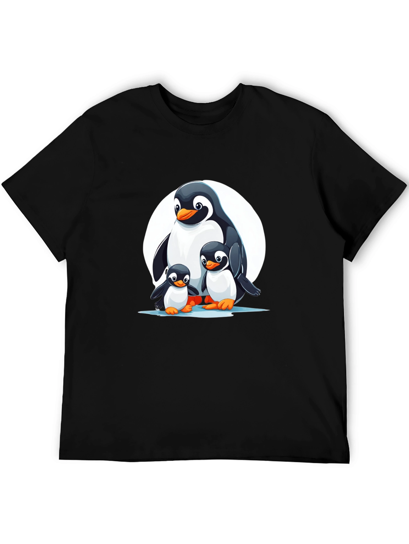 Penguin Family Graphic T-Shirt - Black