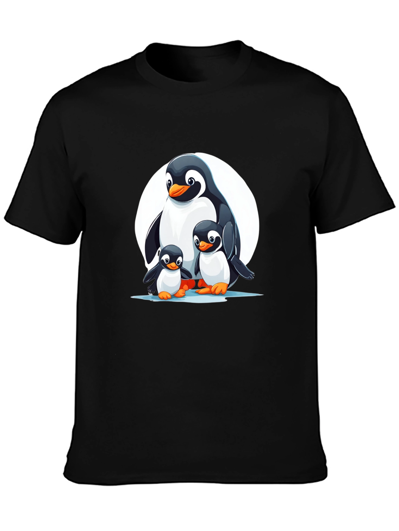 Penguin Family Graphic T-Shirt - Black
