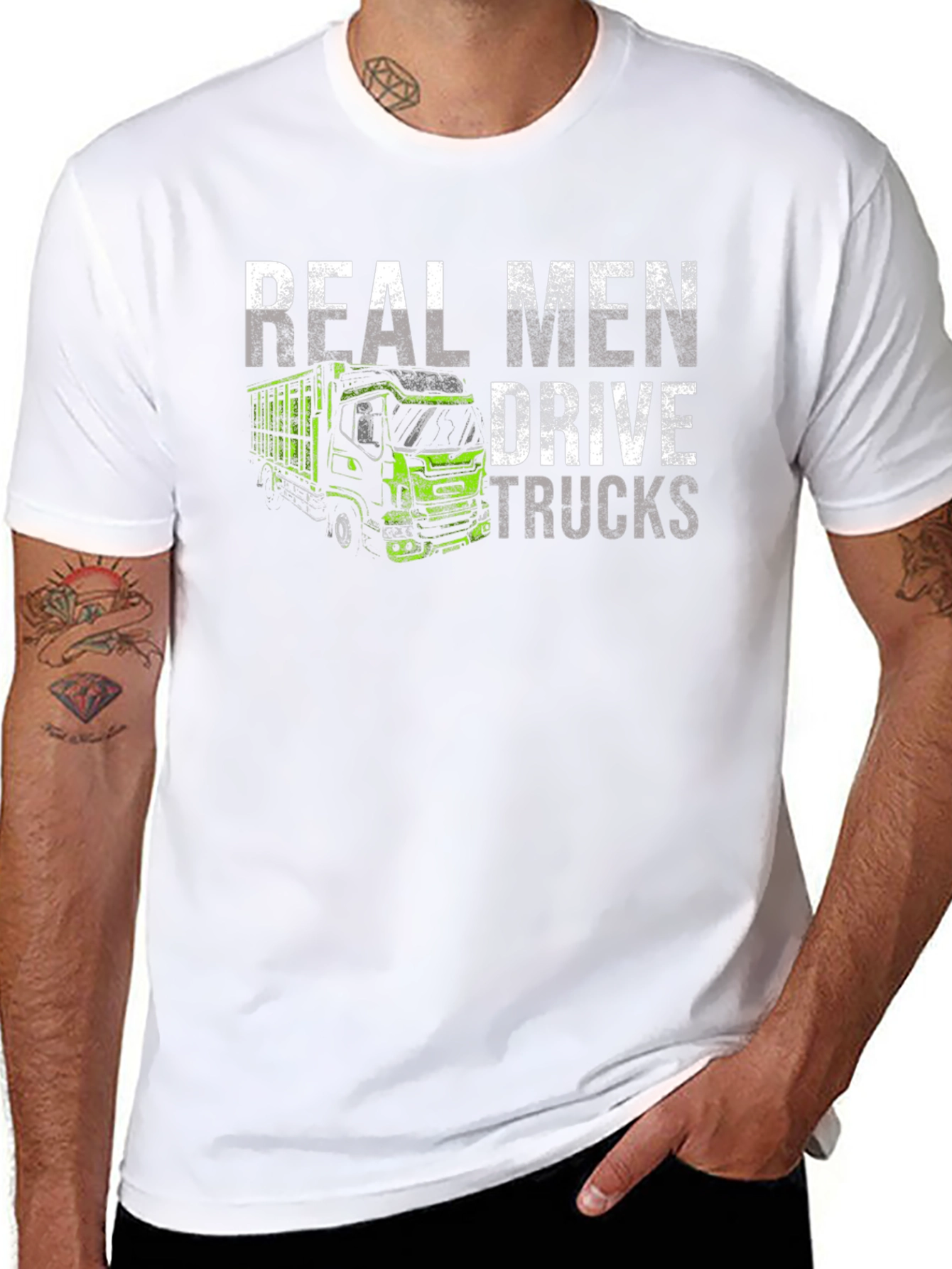 Real Men Drive Trucks Black T-Shirt