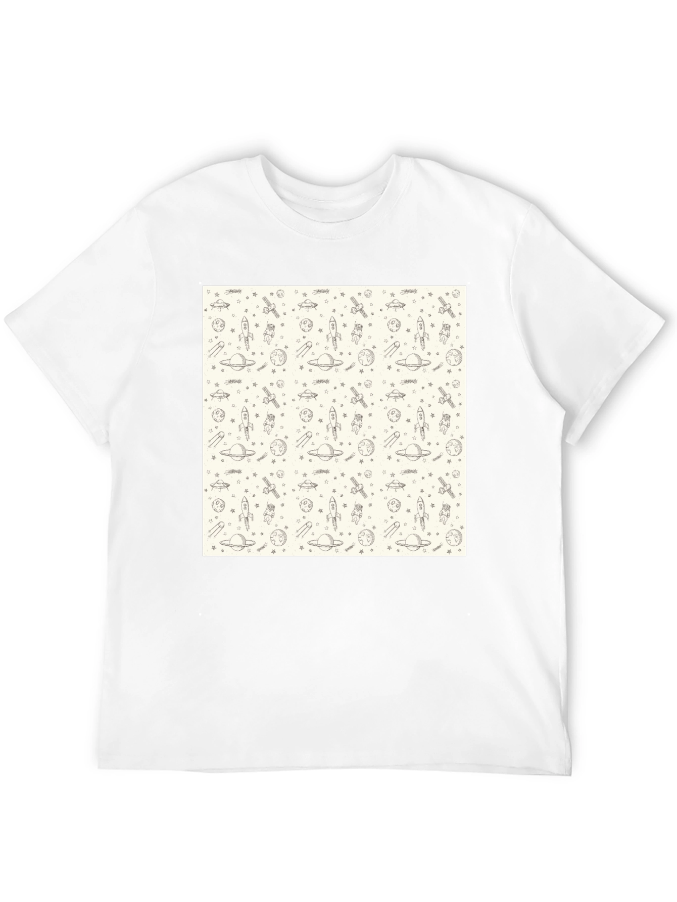 Space Pattern Black T-Shirt - Galaxy Design