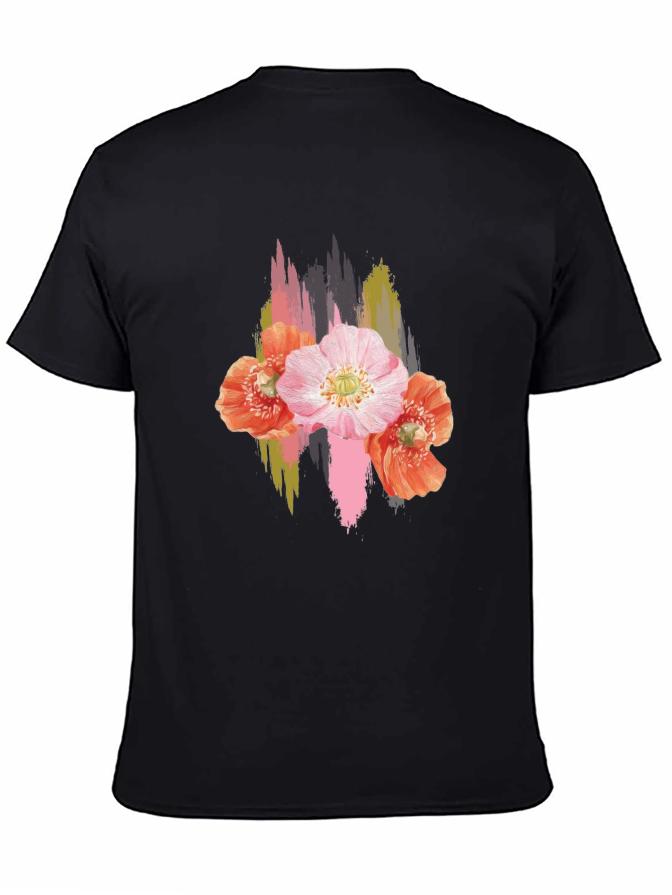 Floral Brushstroke Black T-Shirt