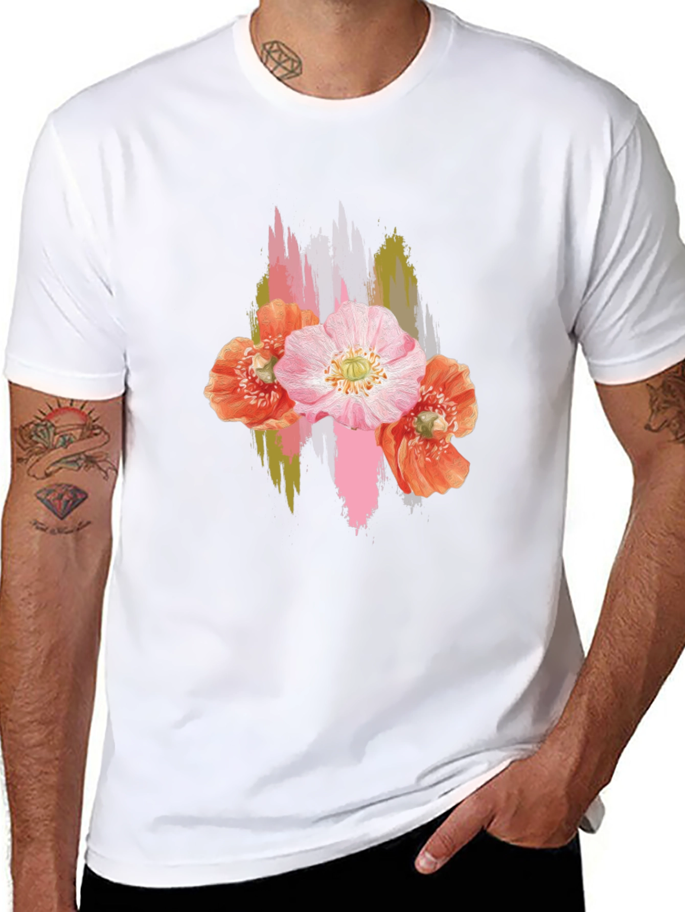 Floral Brushstroke Black T-Shirt