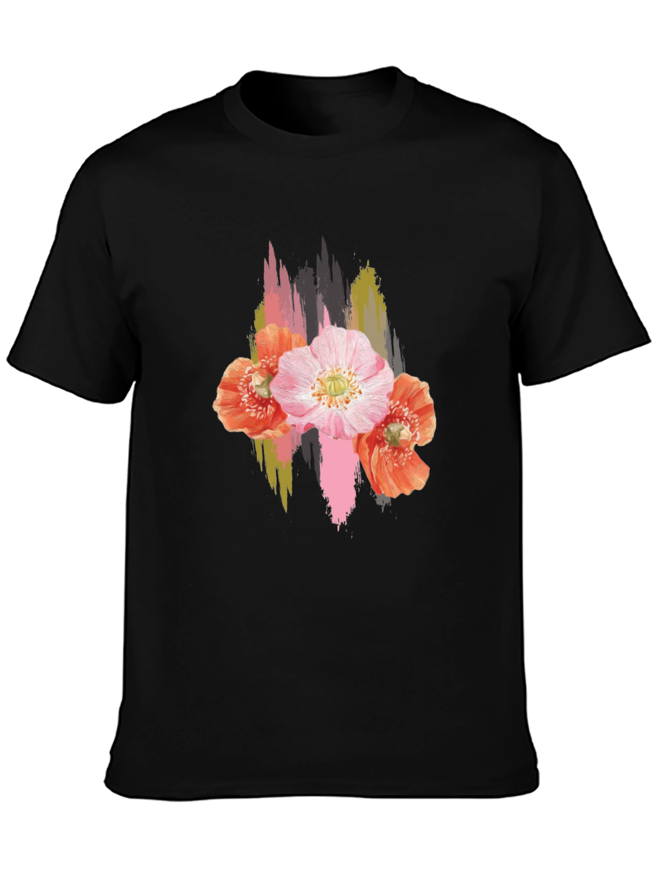 Floral Brushstroke Black T-Shirt