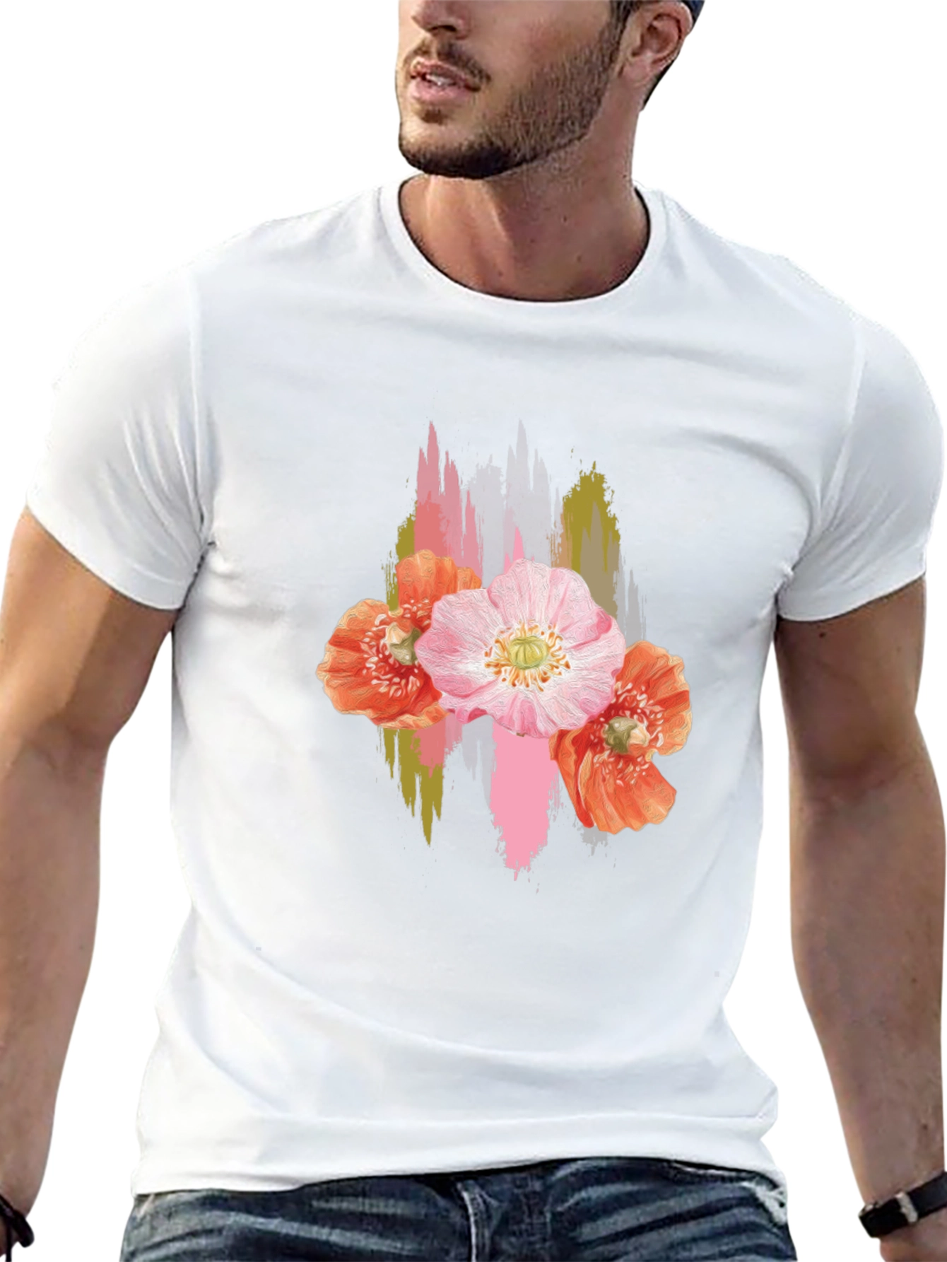 Floral Brushstroke Black T-Shirt