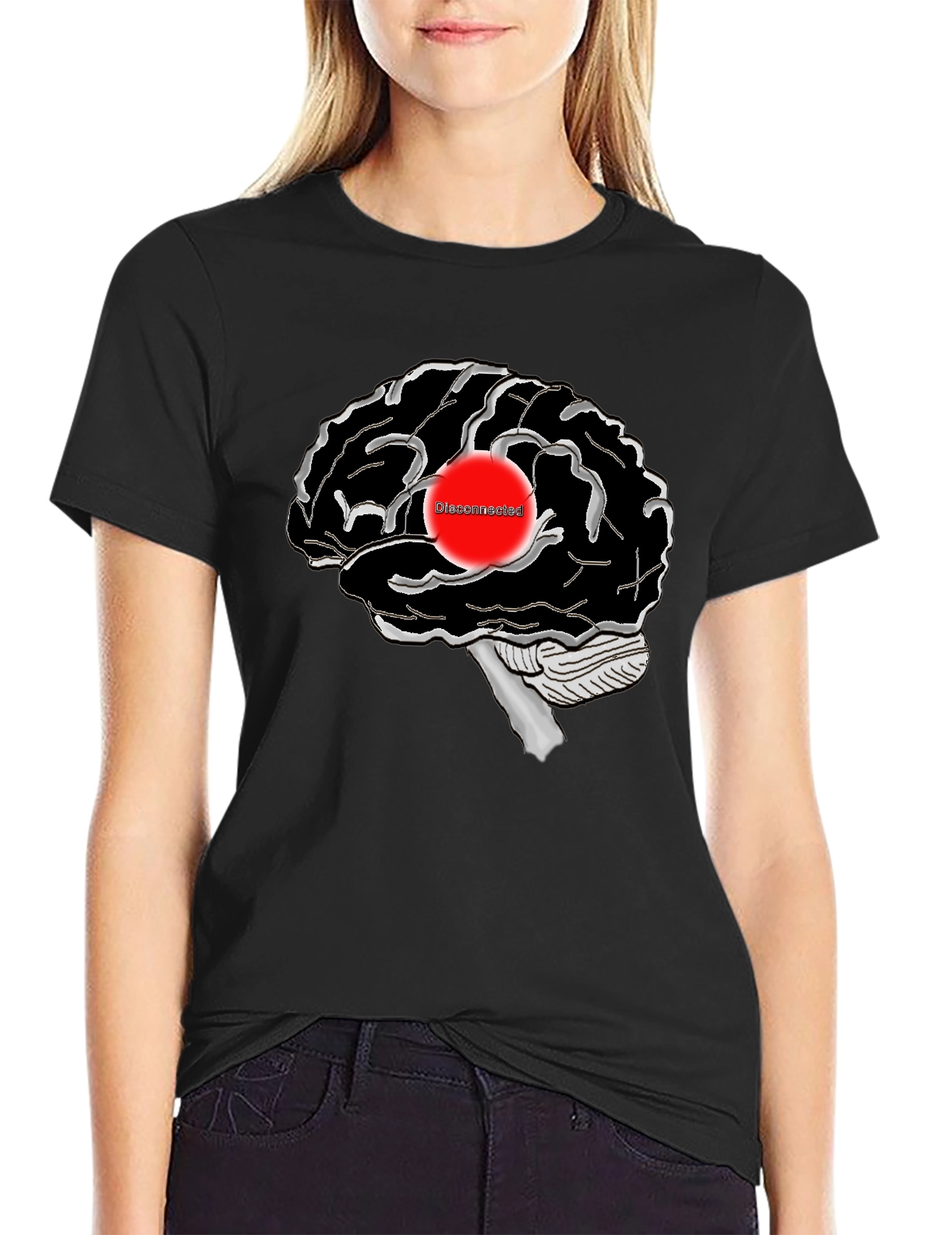 Disconnected Brain Graphic T-Shirt - Black