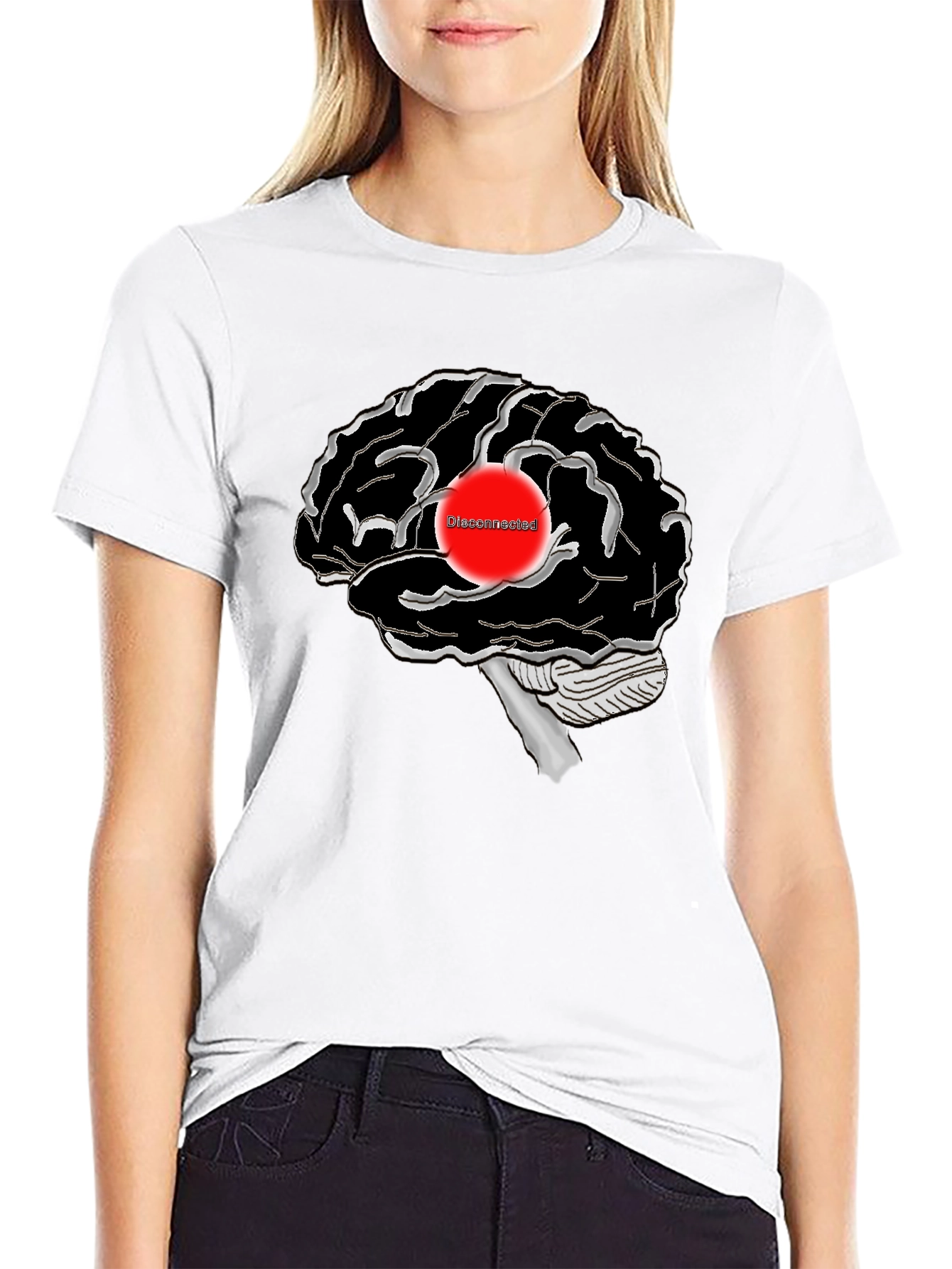Disconnected Brain Graphic T-Shirt - Black