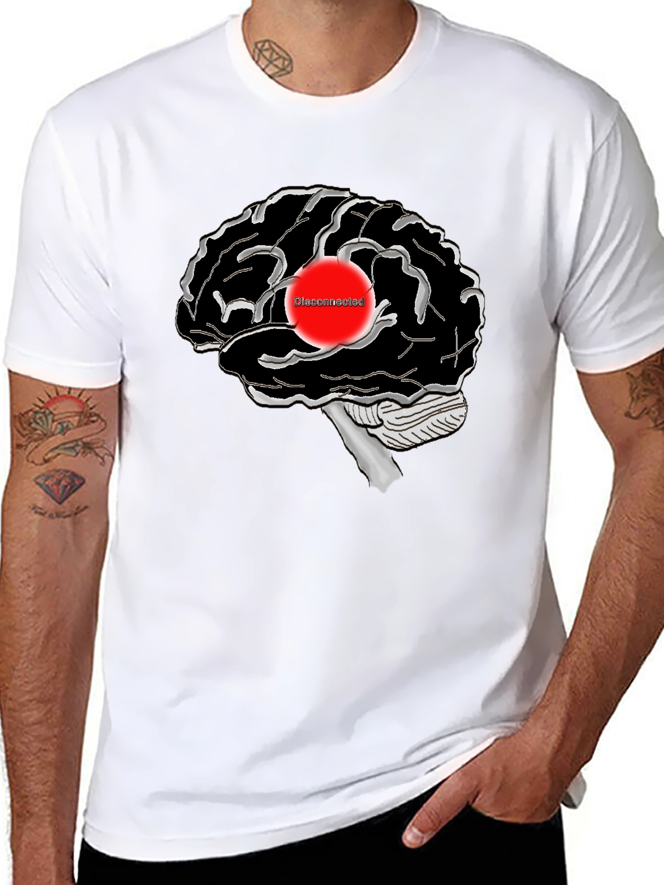 Disconnected Brain Graphic T-Shirt - Black