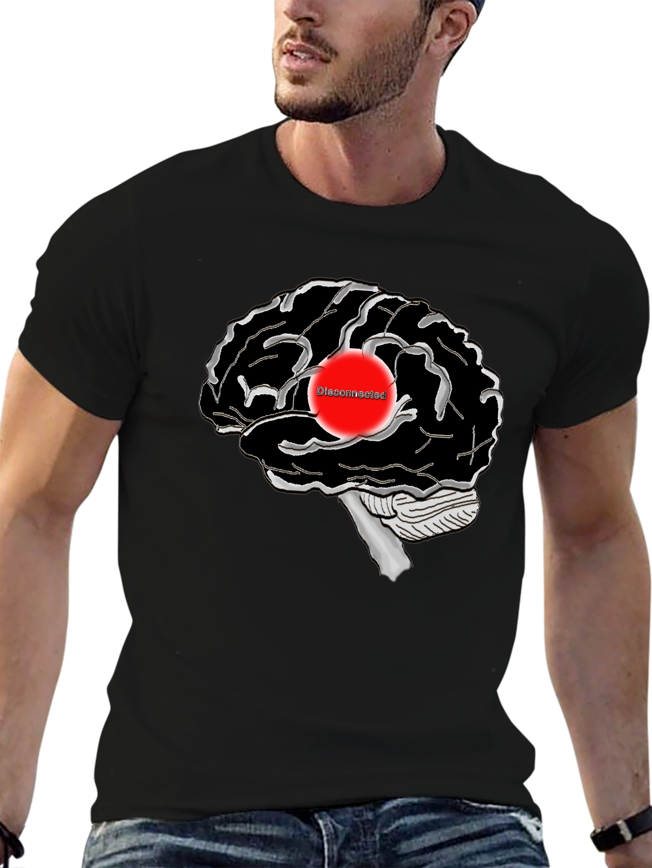 Disconnected Brain Graphic T-Shirt - Black