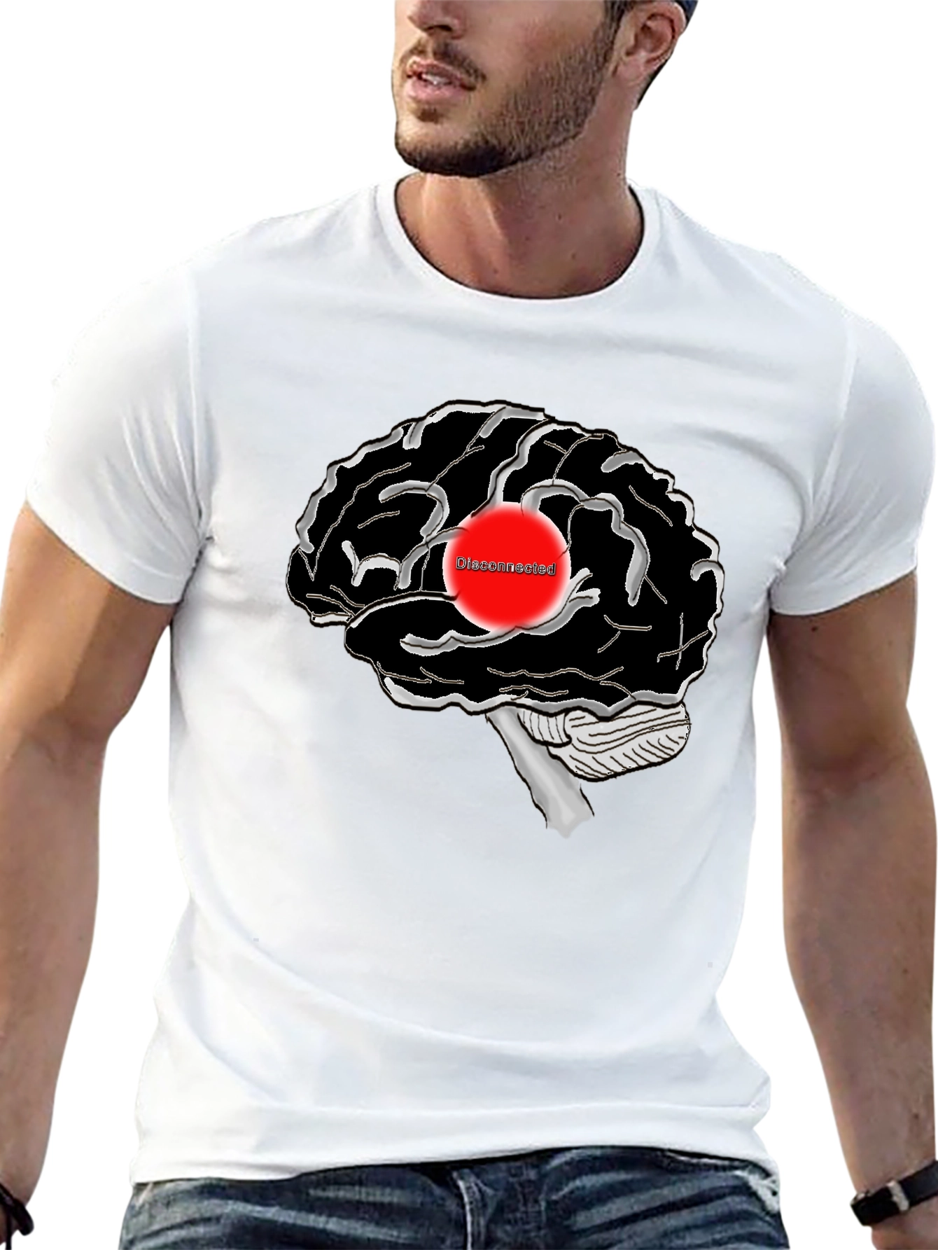 Disconnected Brain Graphic T-Shirt - Black