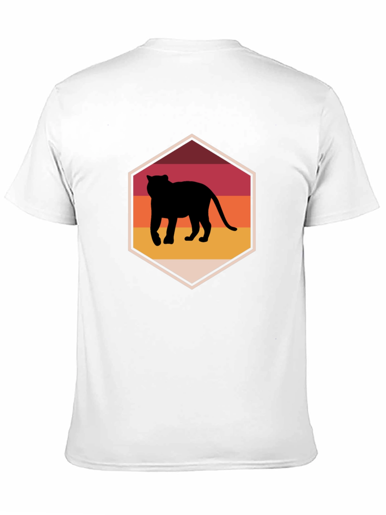 Retro Sunset Panther Graphic Tee - Black