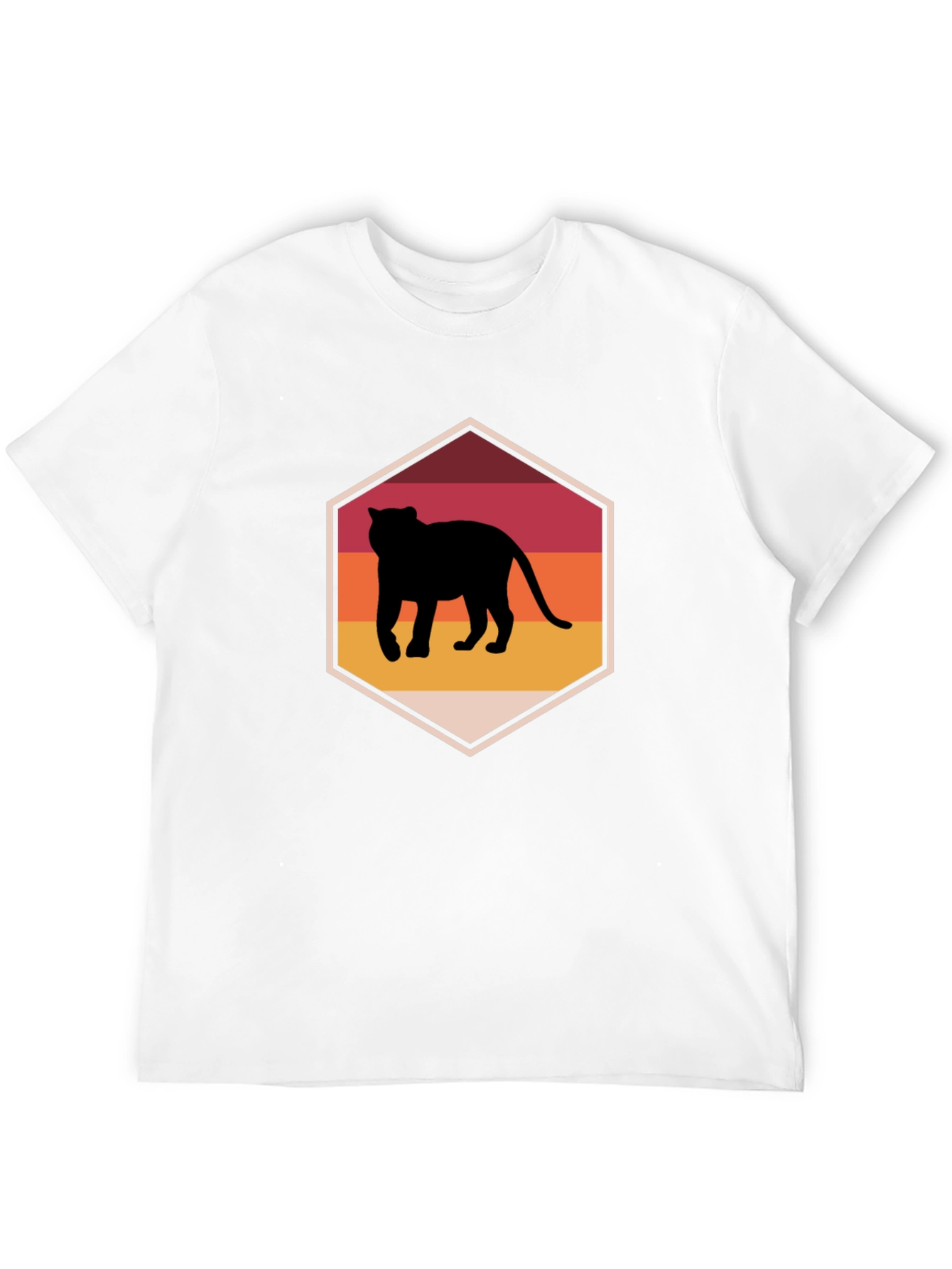 Retro Sunset Panther Graphic Tee - Black