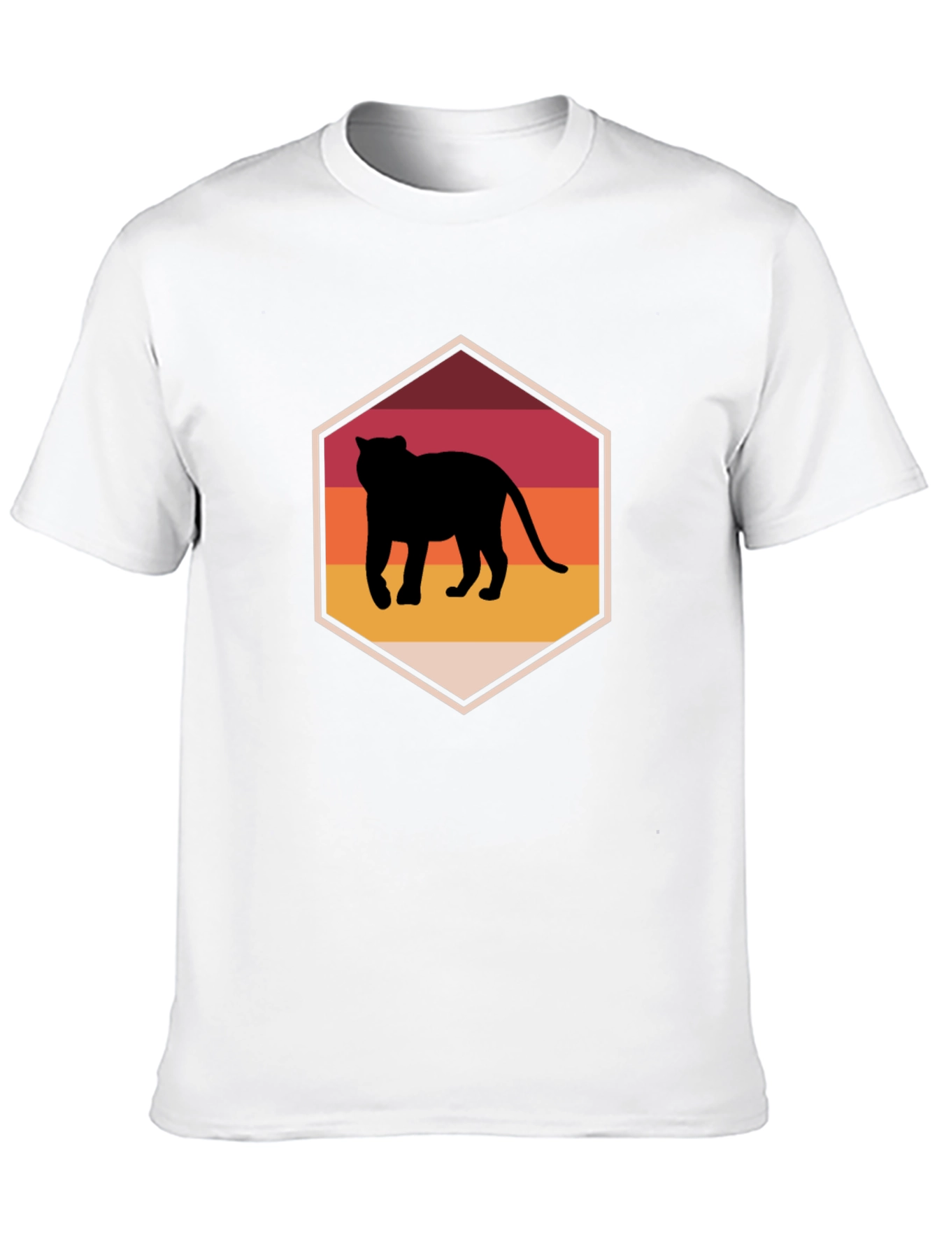 Retro Sunset Panther Graphic Tee - Black