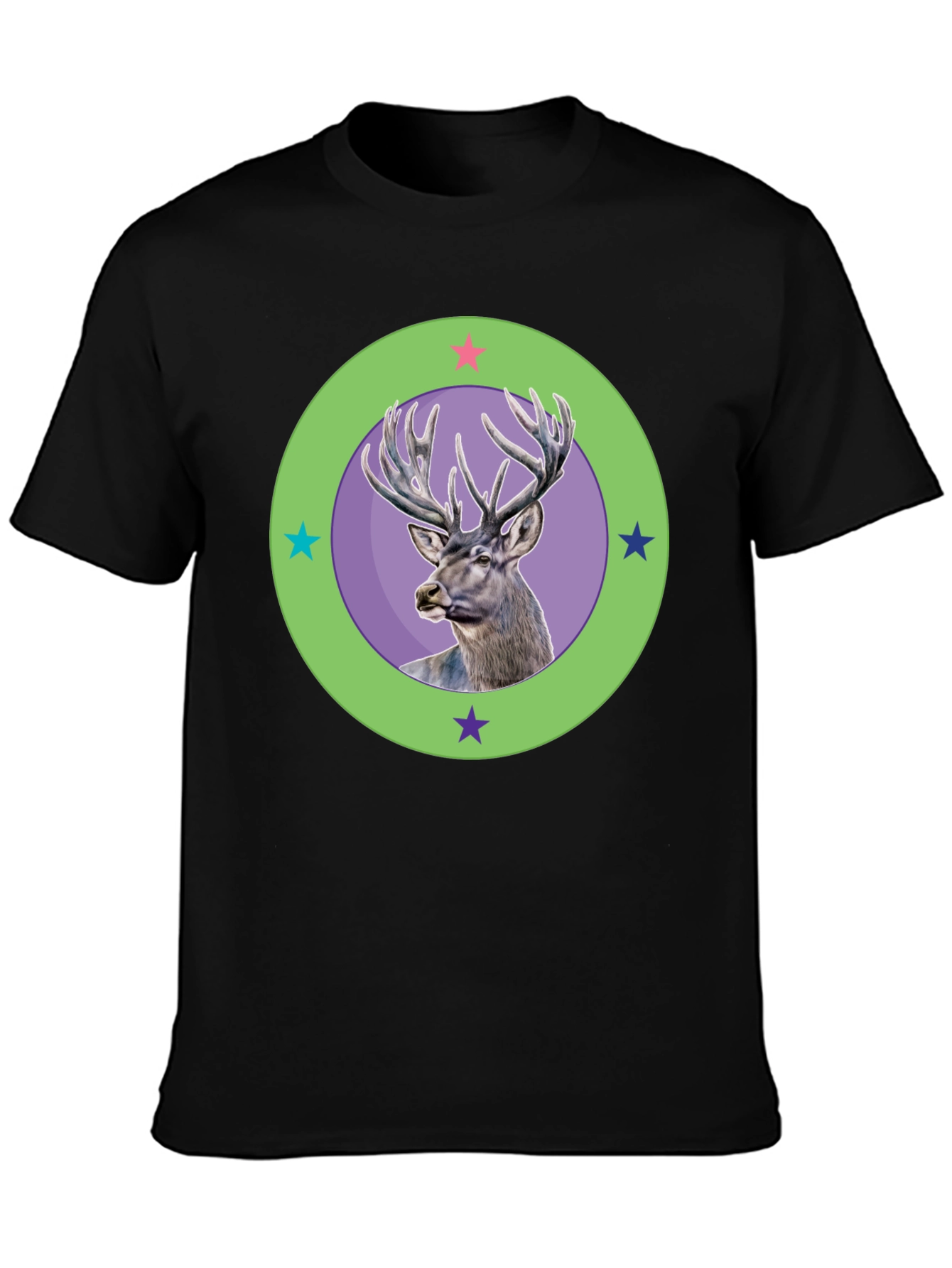 Deer Graphic Tee - Stylish Mens Black T-Shirt