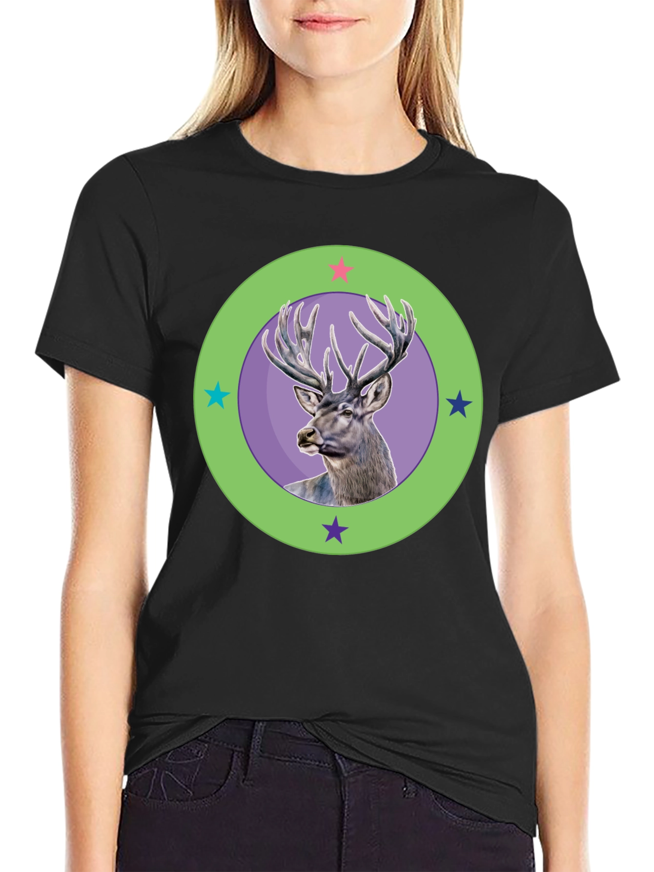 Deer Graphic Tee - Stylish Mens Black T-Shirt