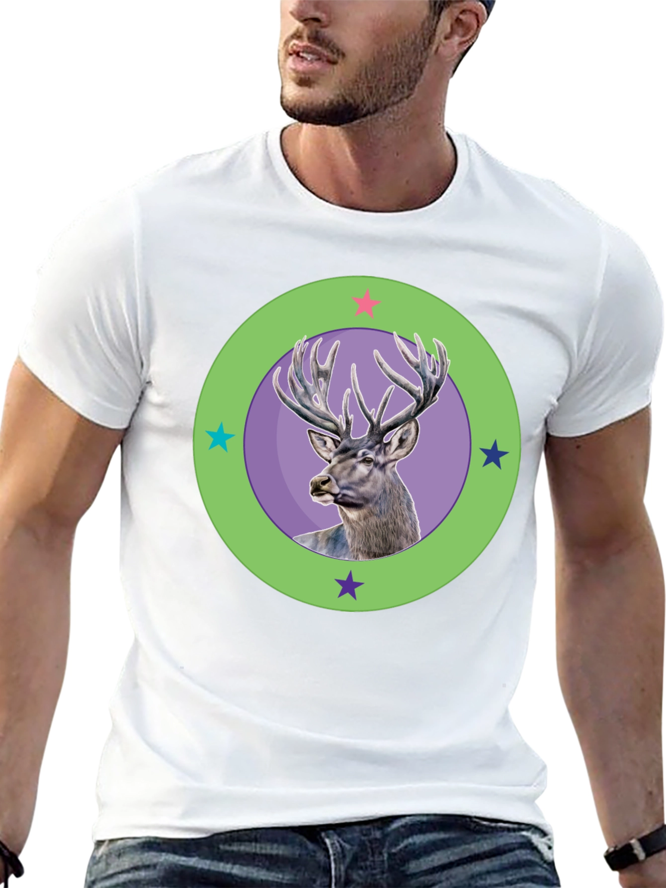 Deer Graphic Tee - Stylish Mens Black T-Shirt
