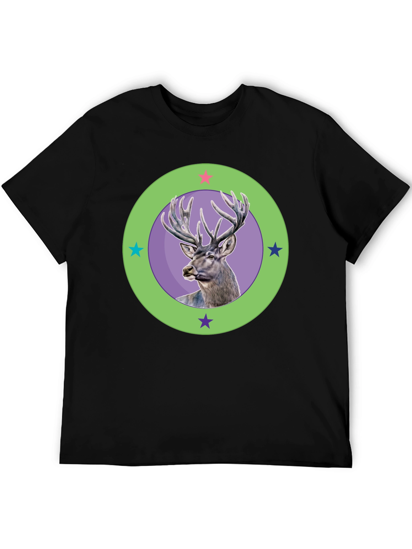 Deer Graphic Tee - Stylish Mens Black T-Shirt