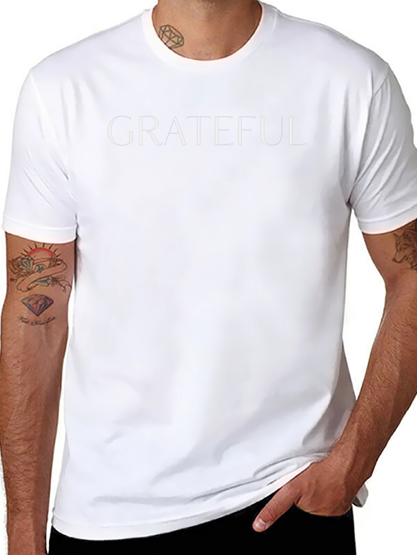 Grateful Graphic Tee - Black Crew Neck T-Shirt
