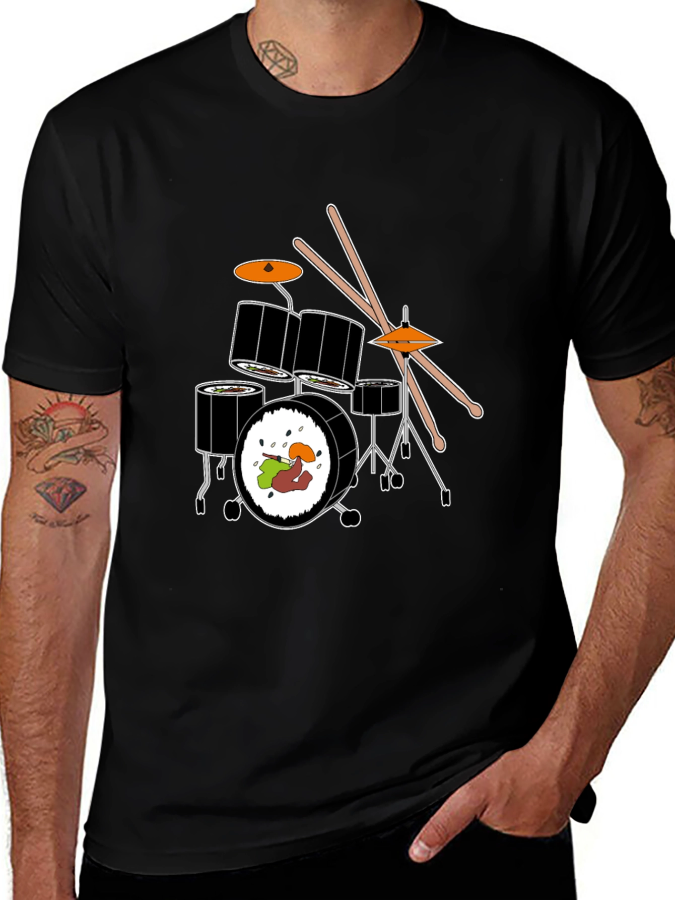 Sushi Drum Set Graphic Tee - Black