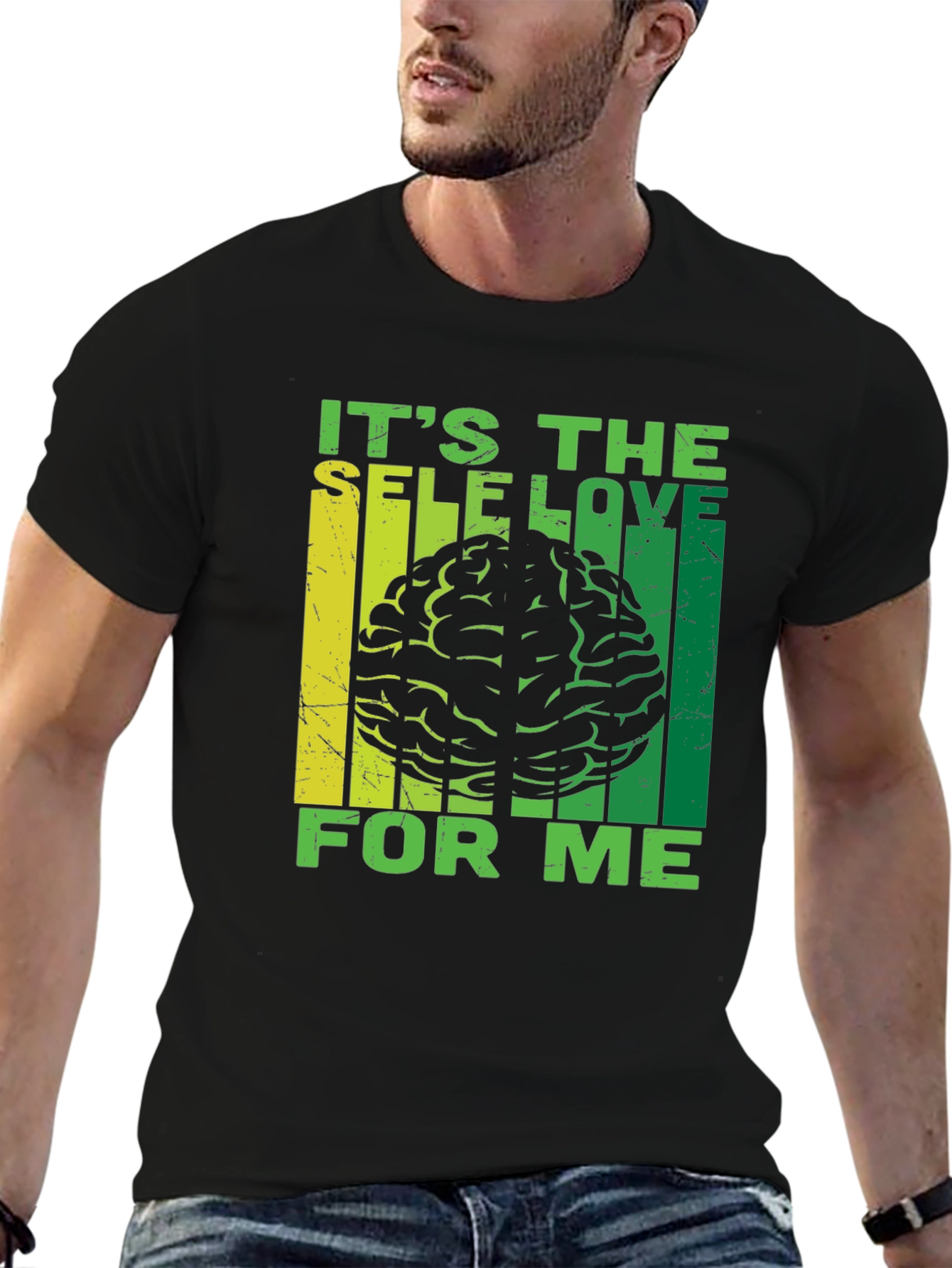 Self Love Brain T-Shirt - Mens Black Graphic Tee