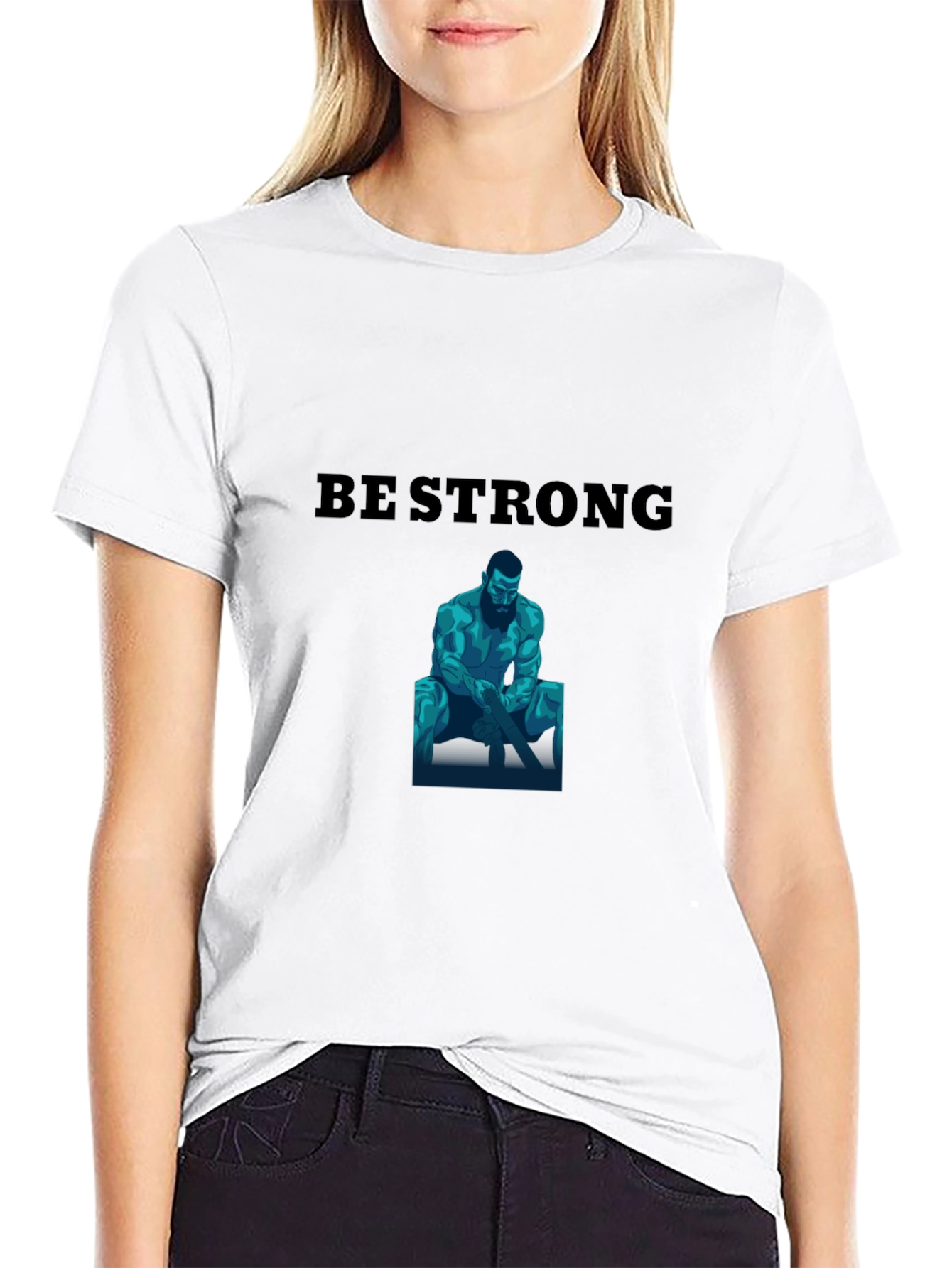 Be Strong Graphic Print Black T-Shirt