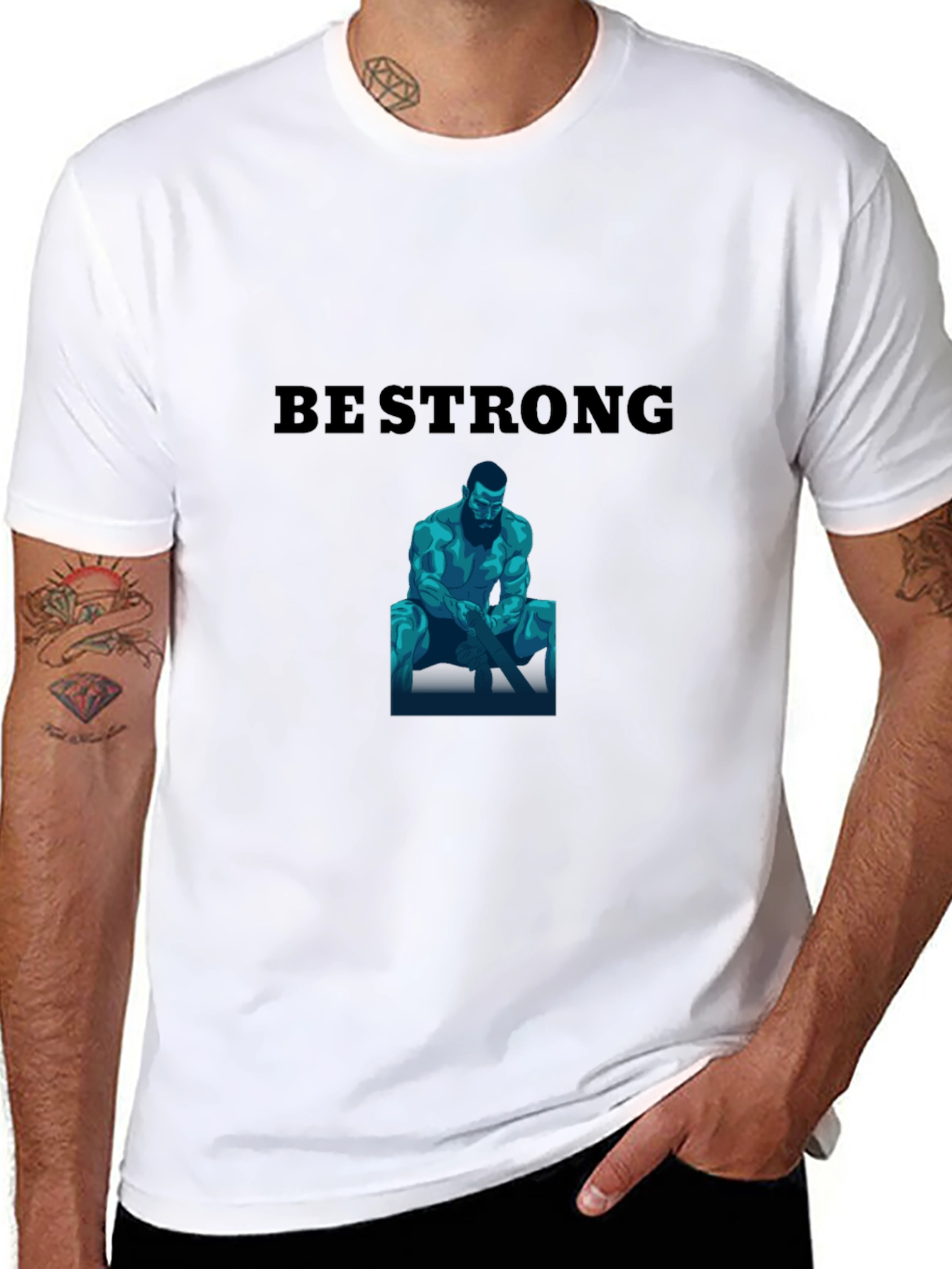 Be Strong Graphic Print Black T-Shirt