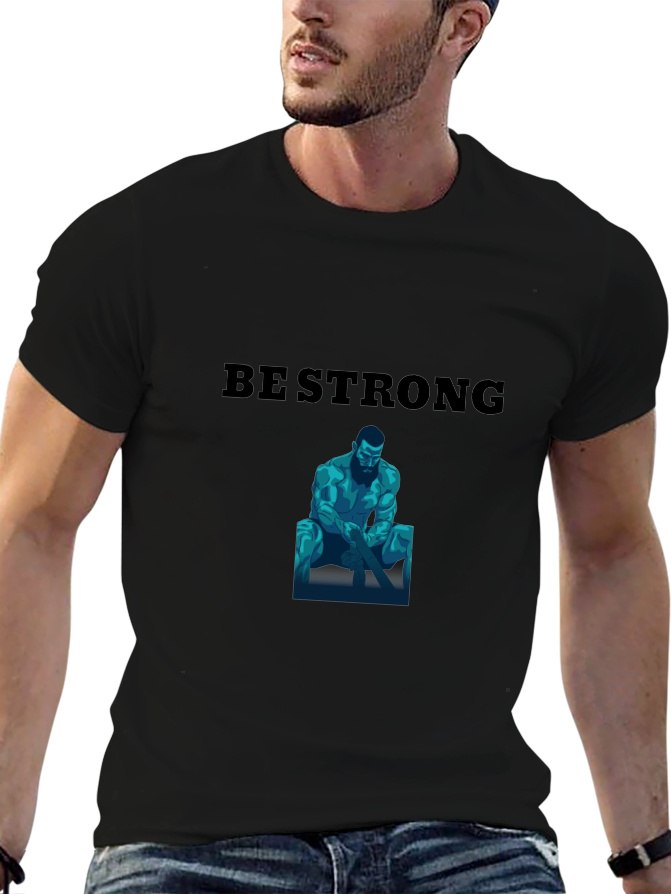 Be Strong Graphic Print Black T-Shirt