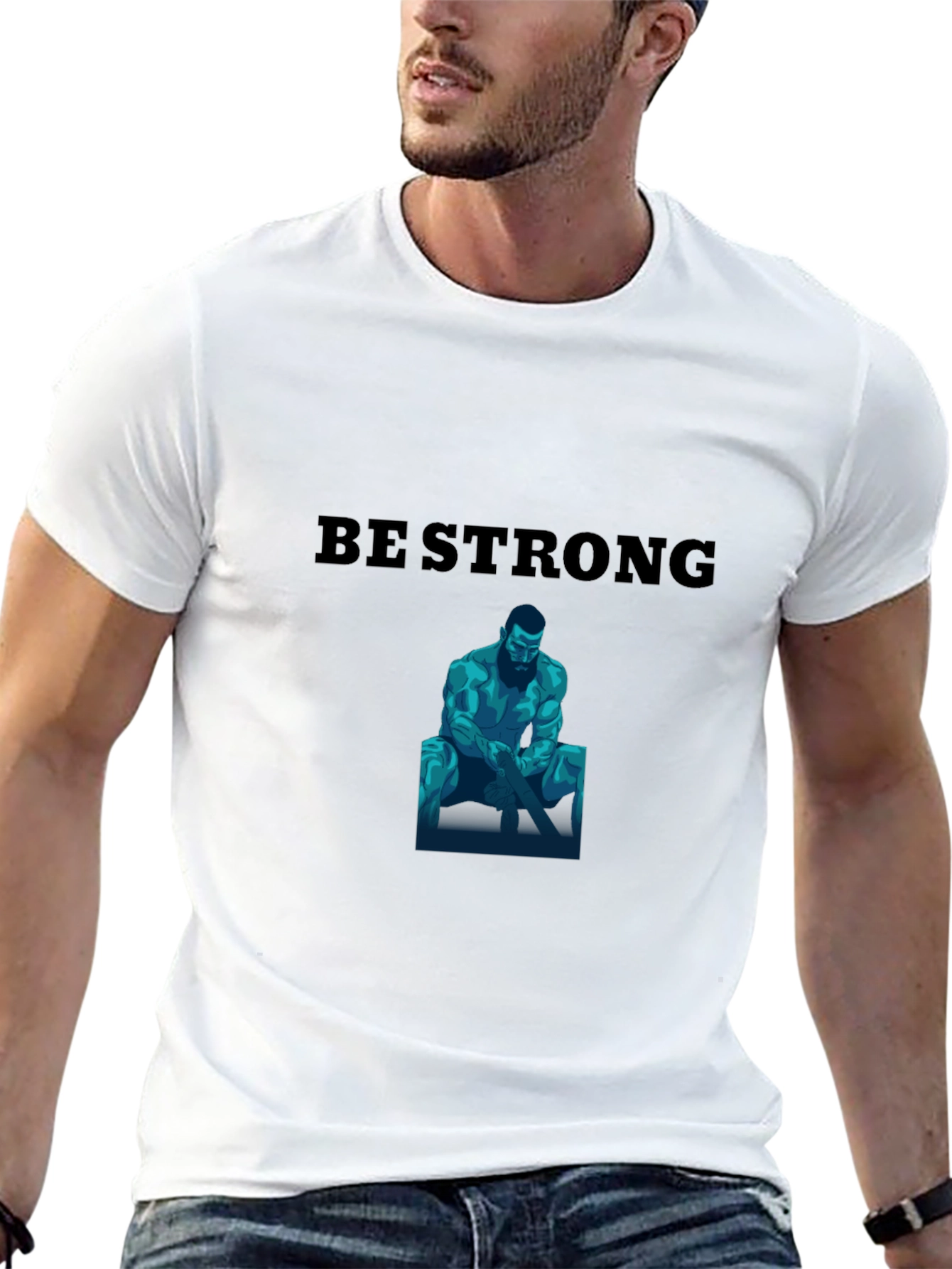 Be Strong Graphic Print Black T-Shirt