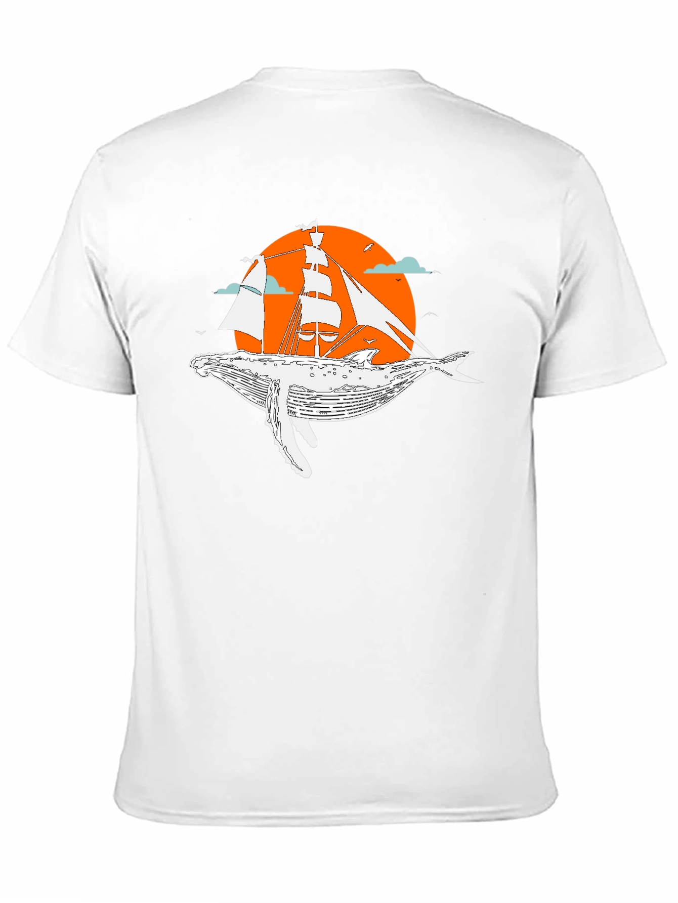 Whale & Ship Graphic Tee - Unique Black T-Shirt