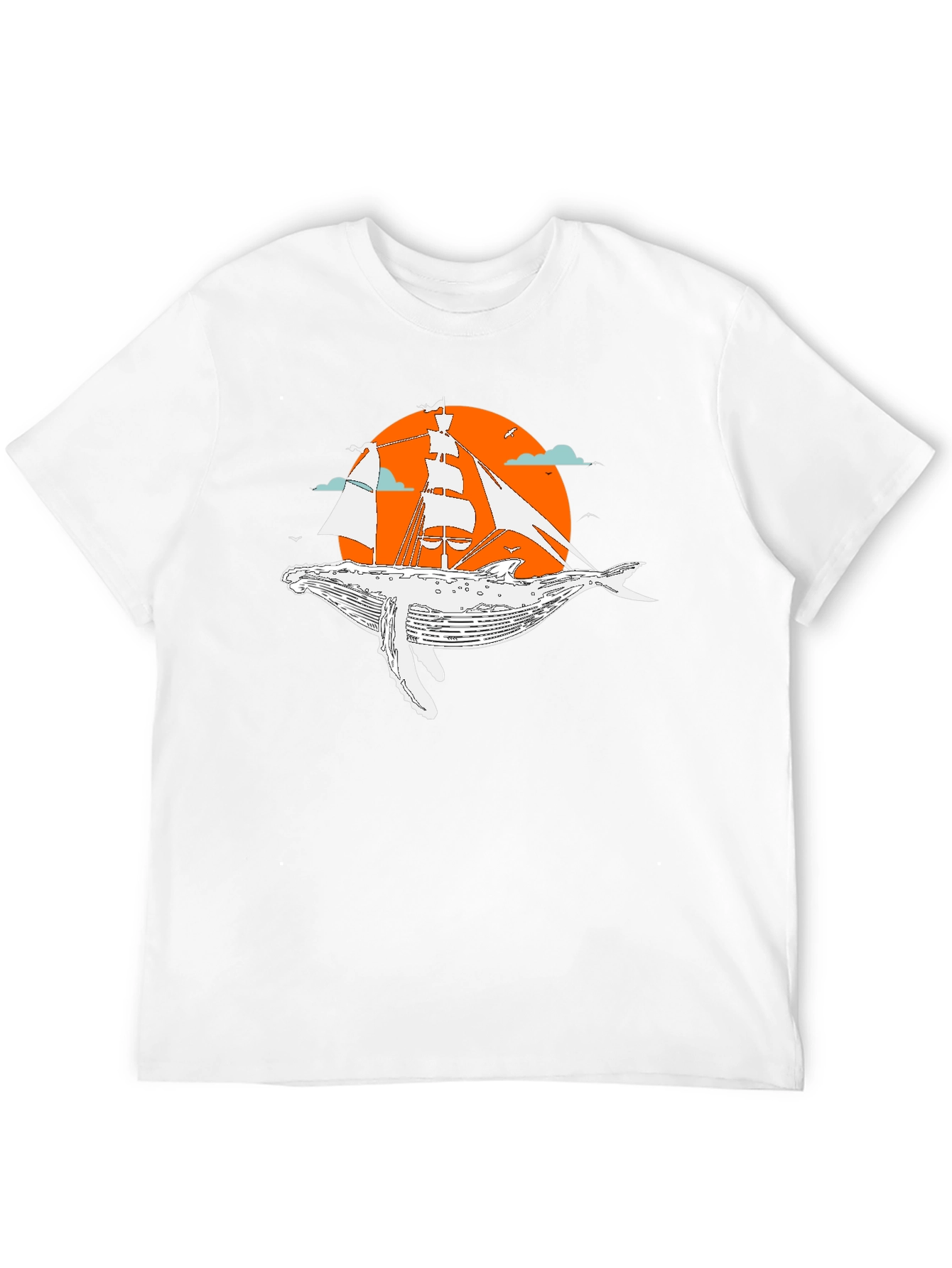 Whale & Ship Graphic Tee - Unique Black T-Shirt