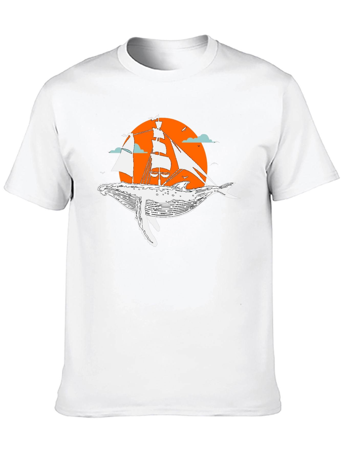 Whale & Ship Graphic Tee - Unique Black T-Shirt