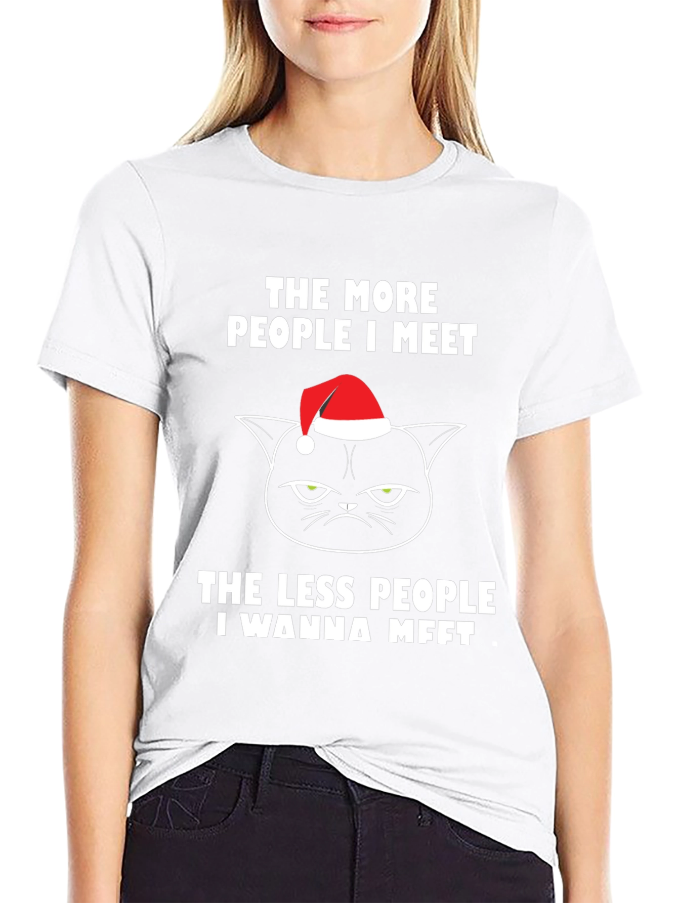 Grumpy Cat Christmas T-Shirt - Introvert Humor
