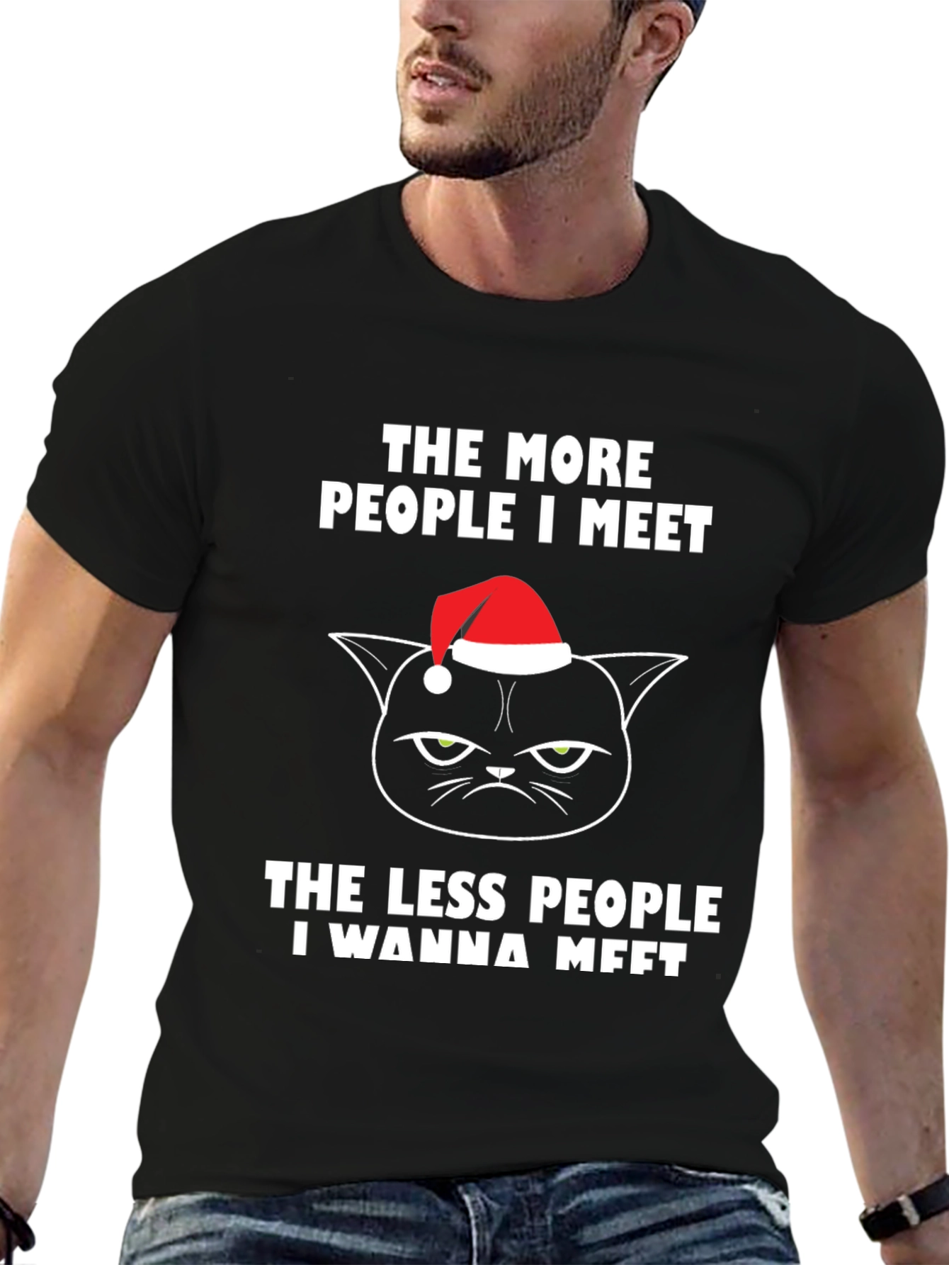 Grumpy Cat Christmas T-Shirt - Introvert Humor