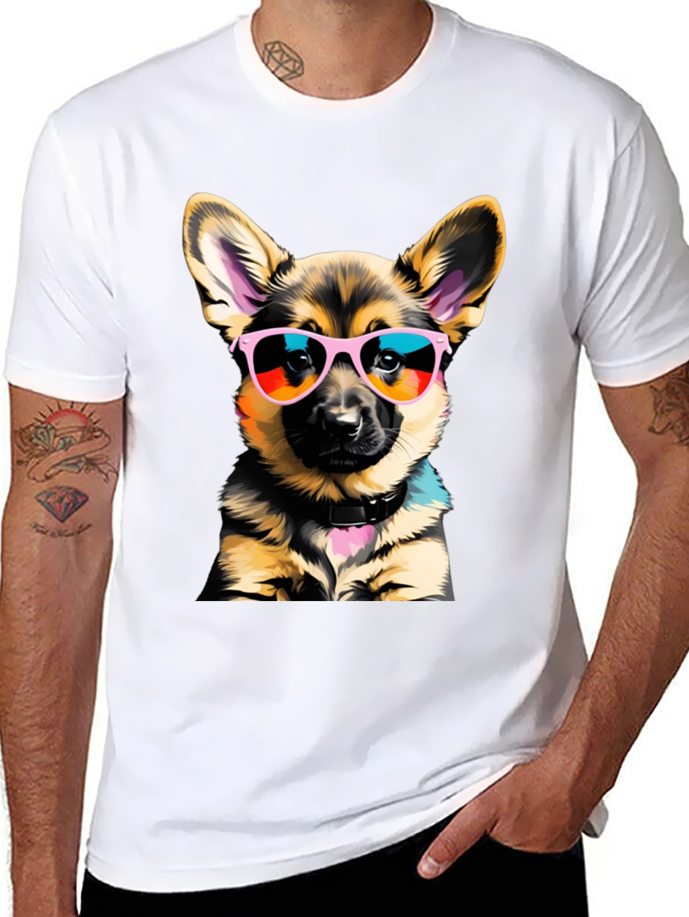 Cool Dog T-Shirt: German Shepherd Puppy in Shades