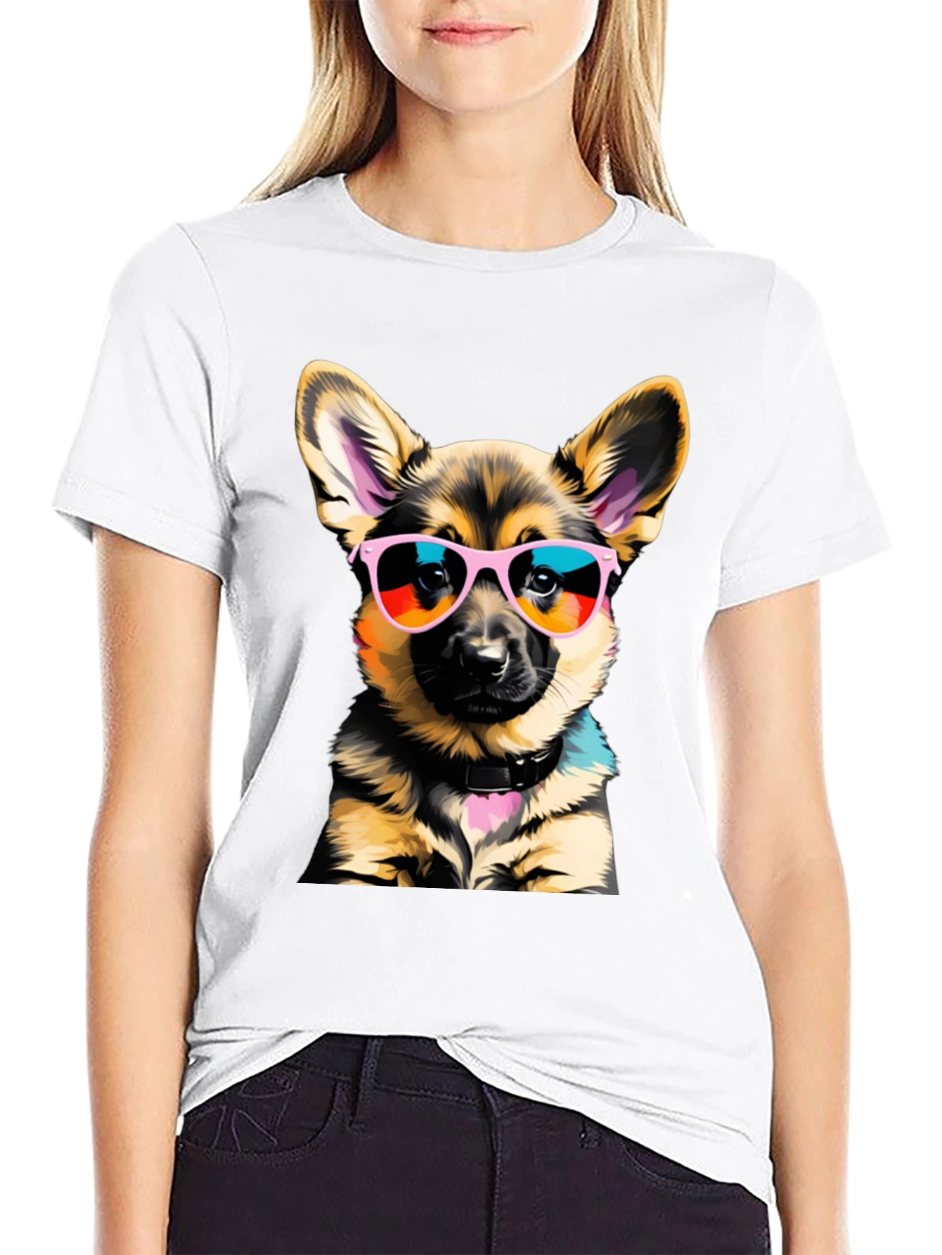Cool Dog T-Shirt: German Shepherd Puppy in Shades